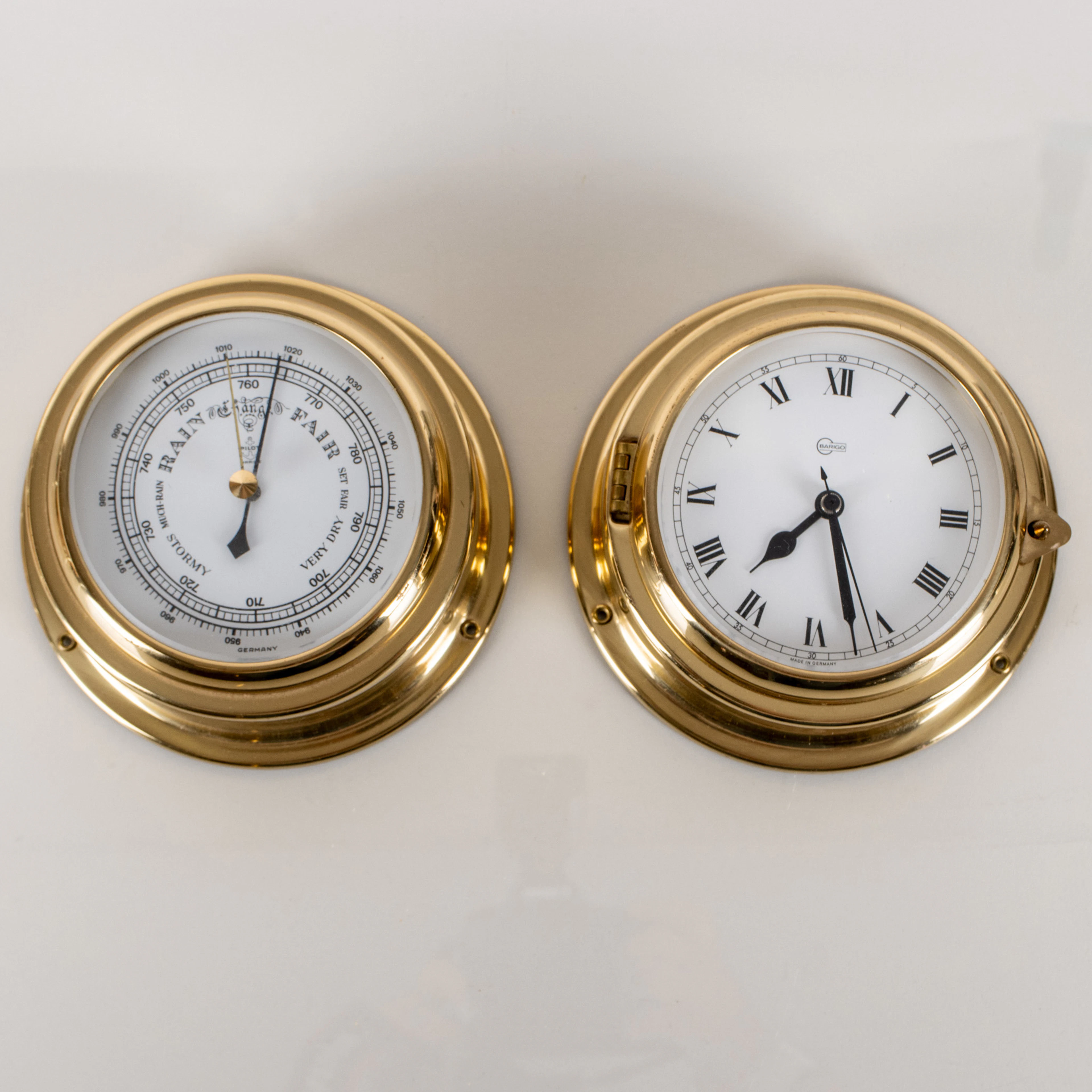 SKEPPSUR OCH BAROMETER, mässing, bla Barigo, 1900-talets andra hälft