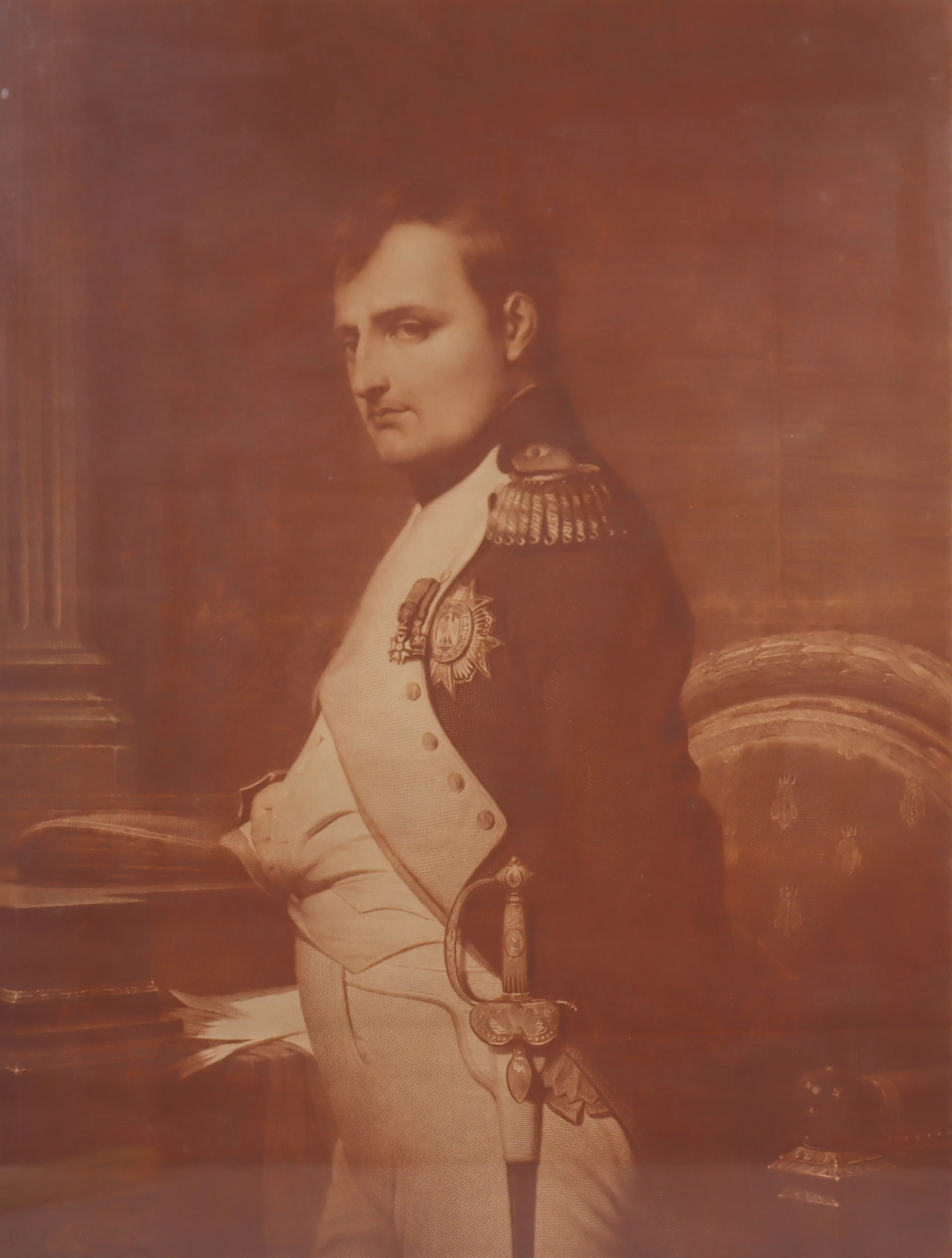 Paul Delaroche, efter, etsning, "Napoleon in his study"