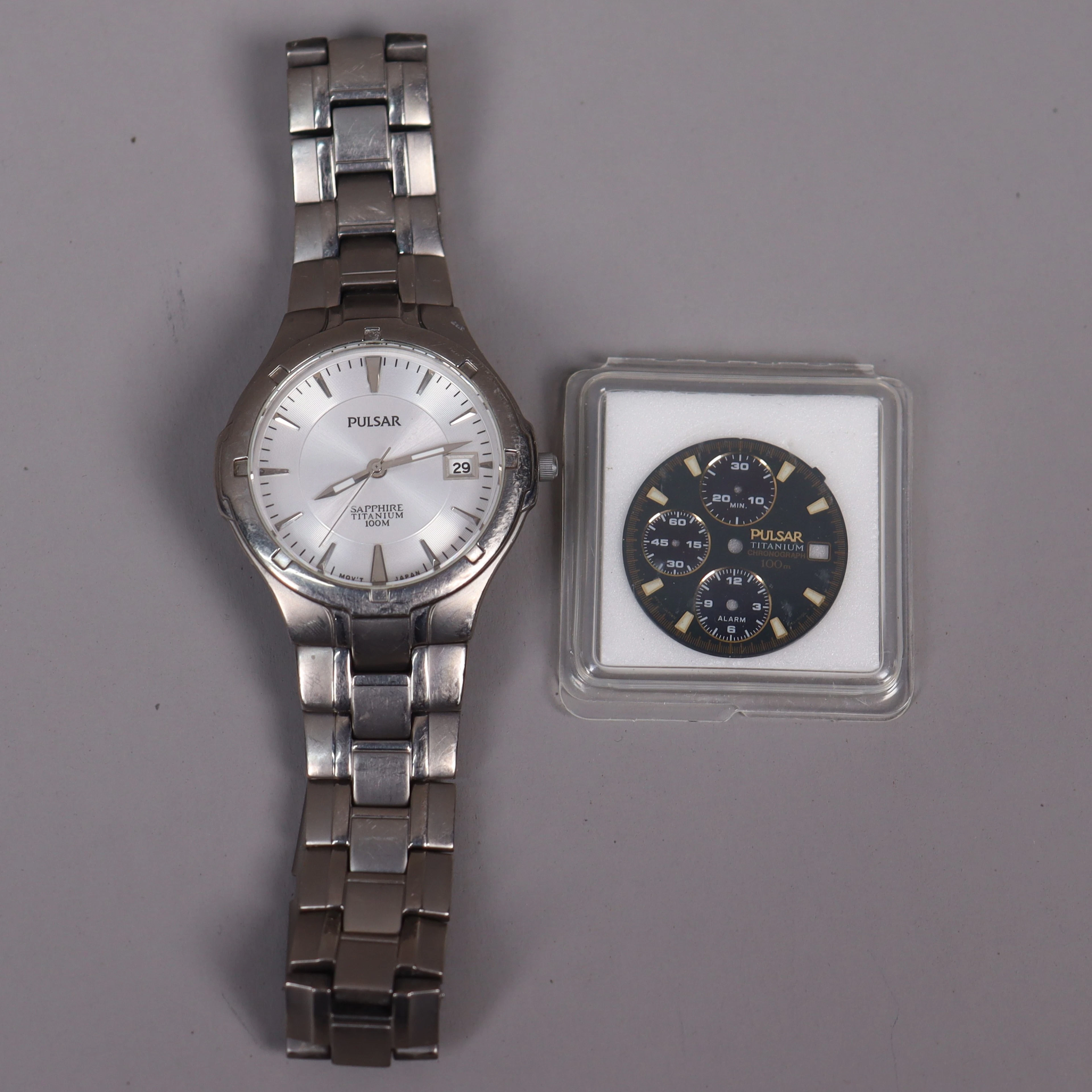 Pulsar Sapphire Titanium 100m klocka samt pulsar urtavla