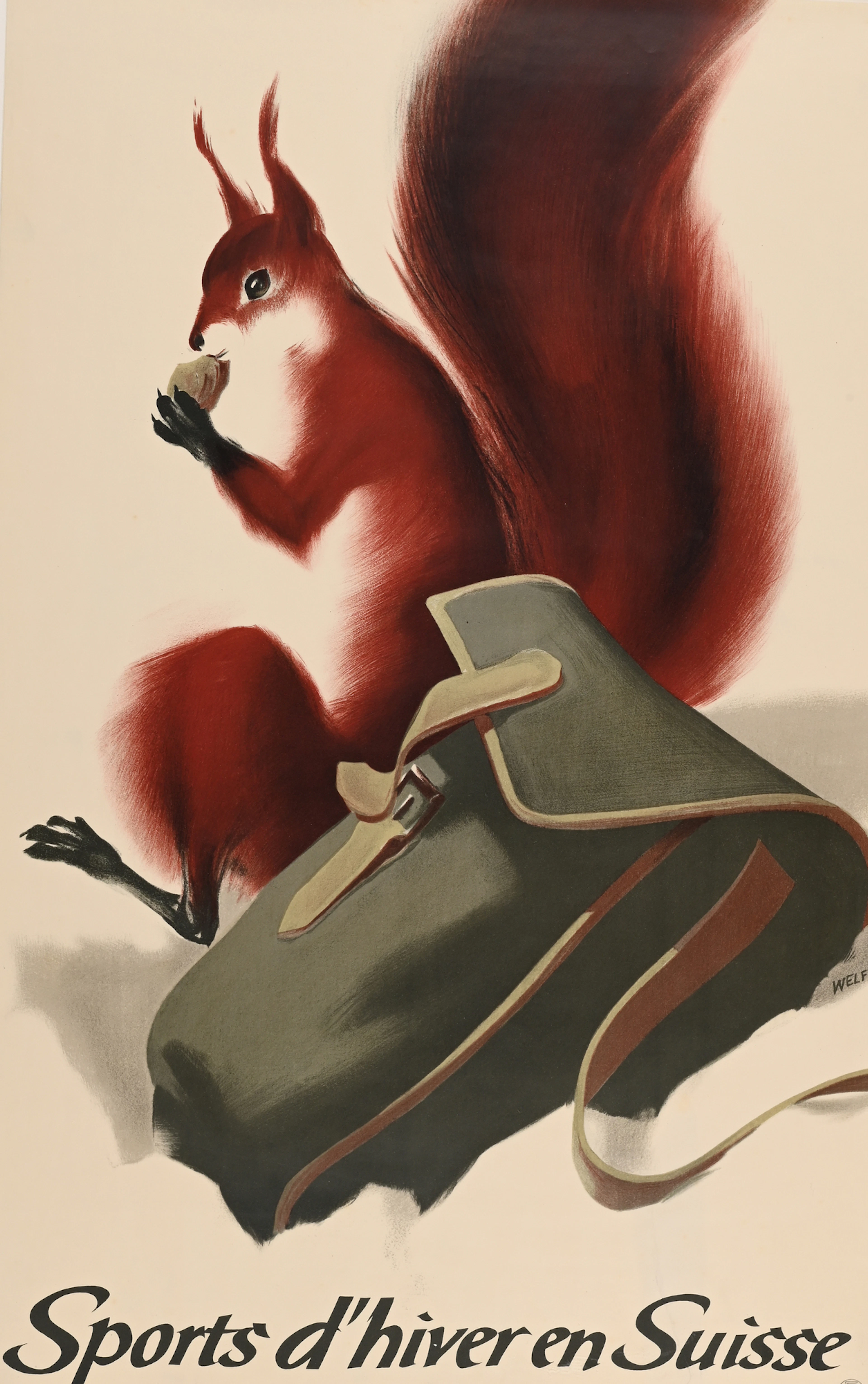Poster. Sport d'hiver en Suisse, 1945 Edmund Welf, 1915-1993 (CH)