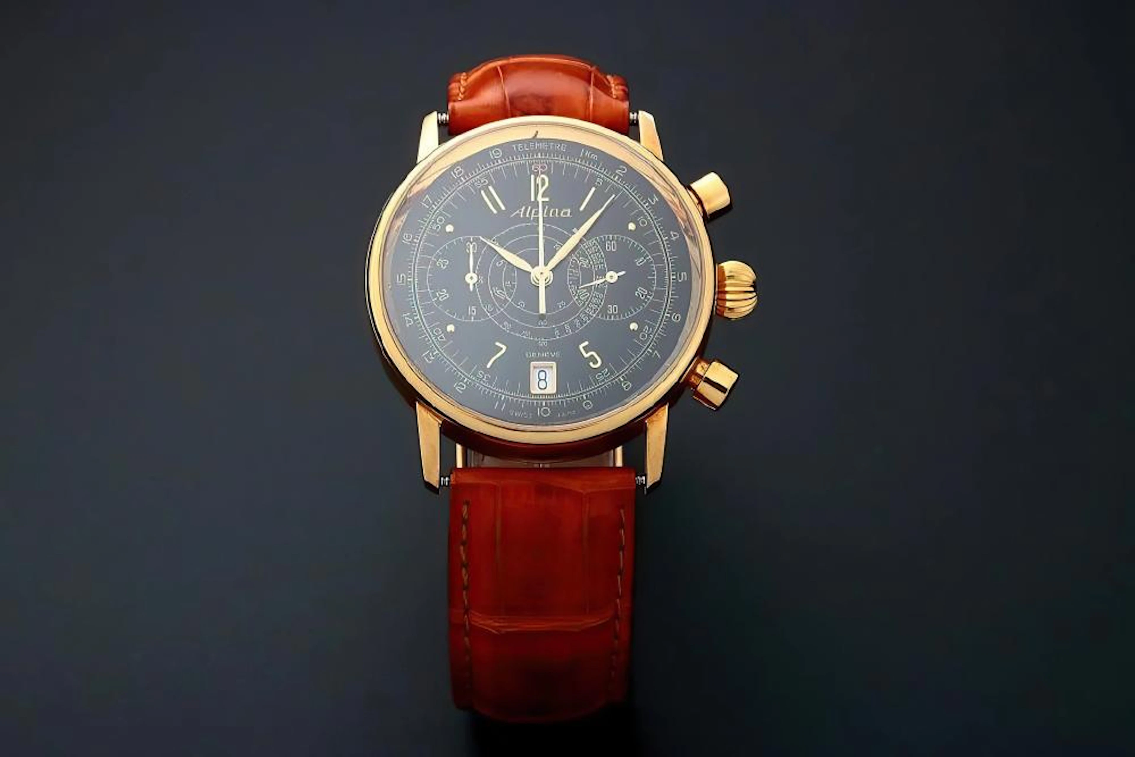 18k Yellow Gold Alpina Heritage Chronograph Watch AL-850BB3H17