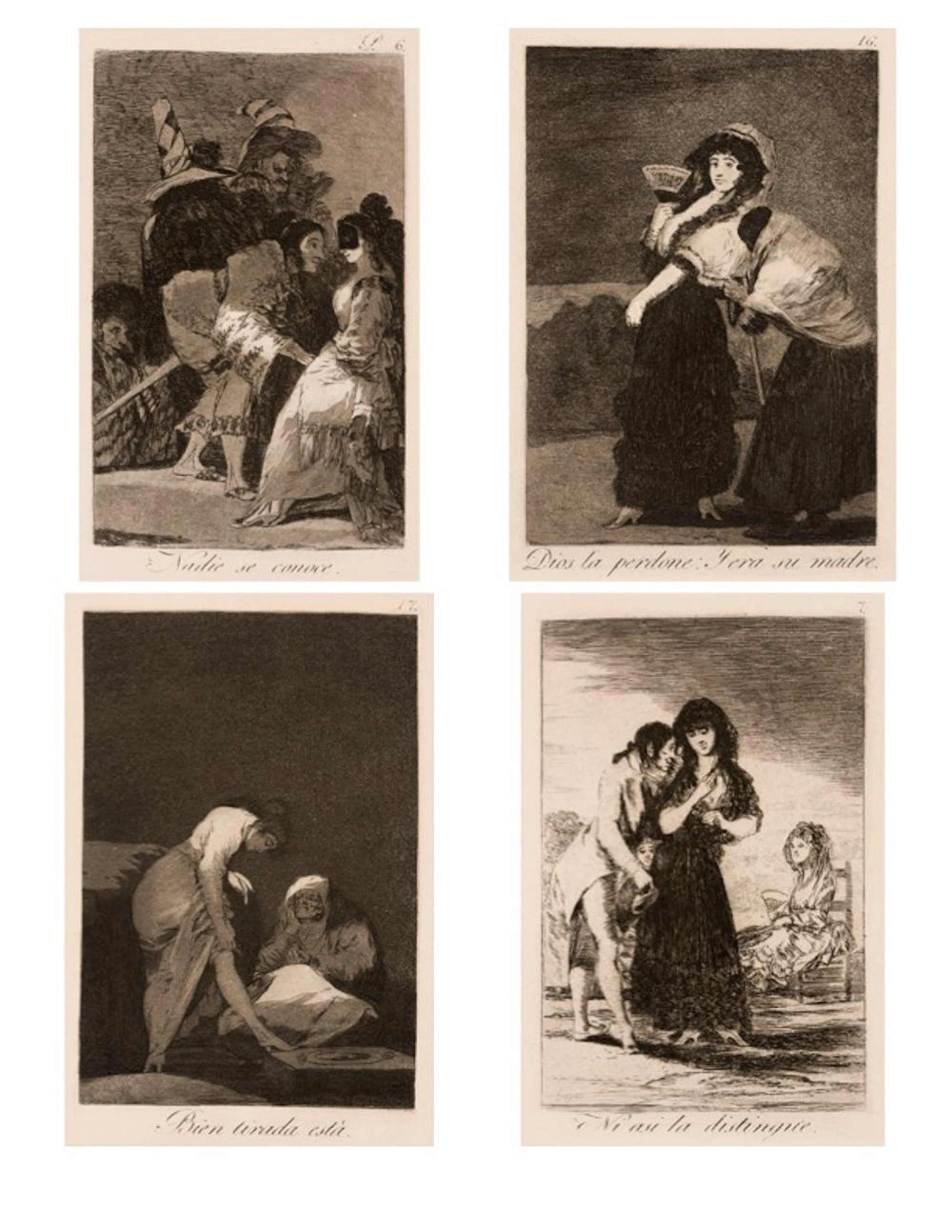 Francisco Goya (Spanish 1746-1828), Five Pieces, Etching on paper, matted