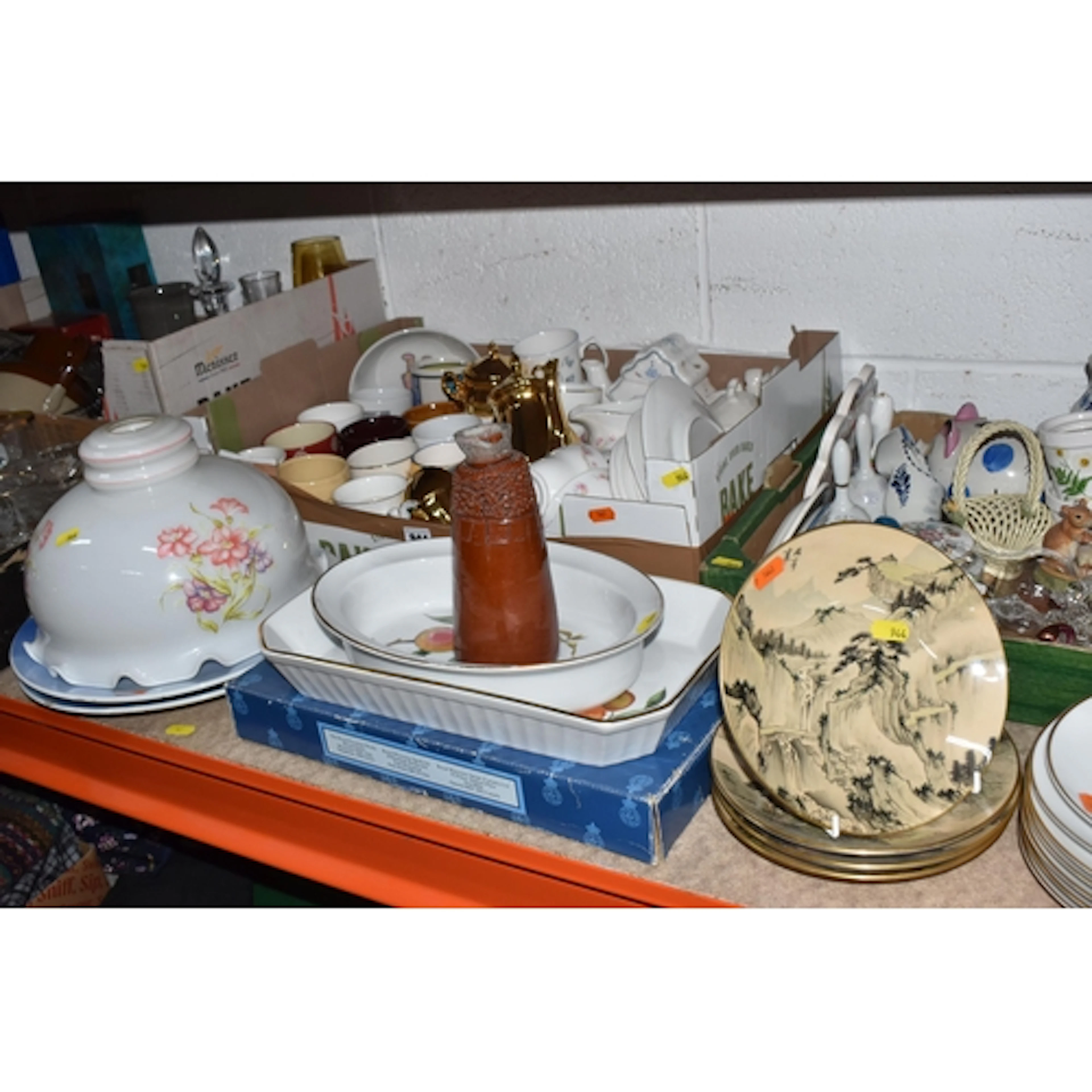 FOUR BOXES AND LOOSE ASSORTED GLASSWARE AND CERAMICS to incl...
