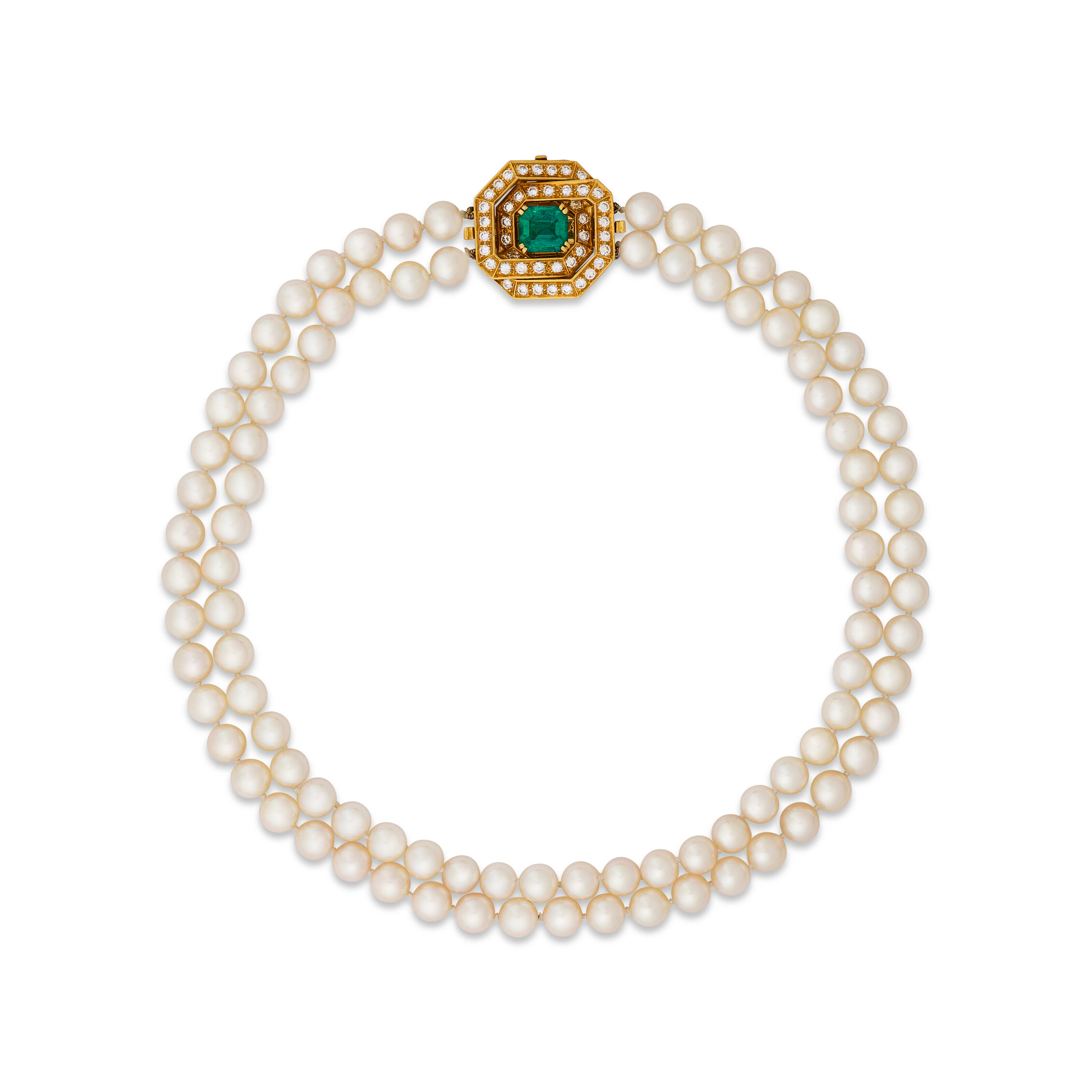 NO RESERVE CHAUMET EMERALD, CULTURED PEARL AND DIAMOND NECKLACE