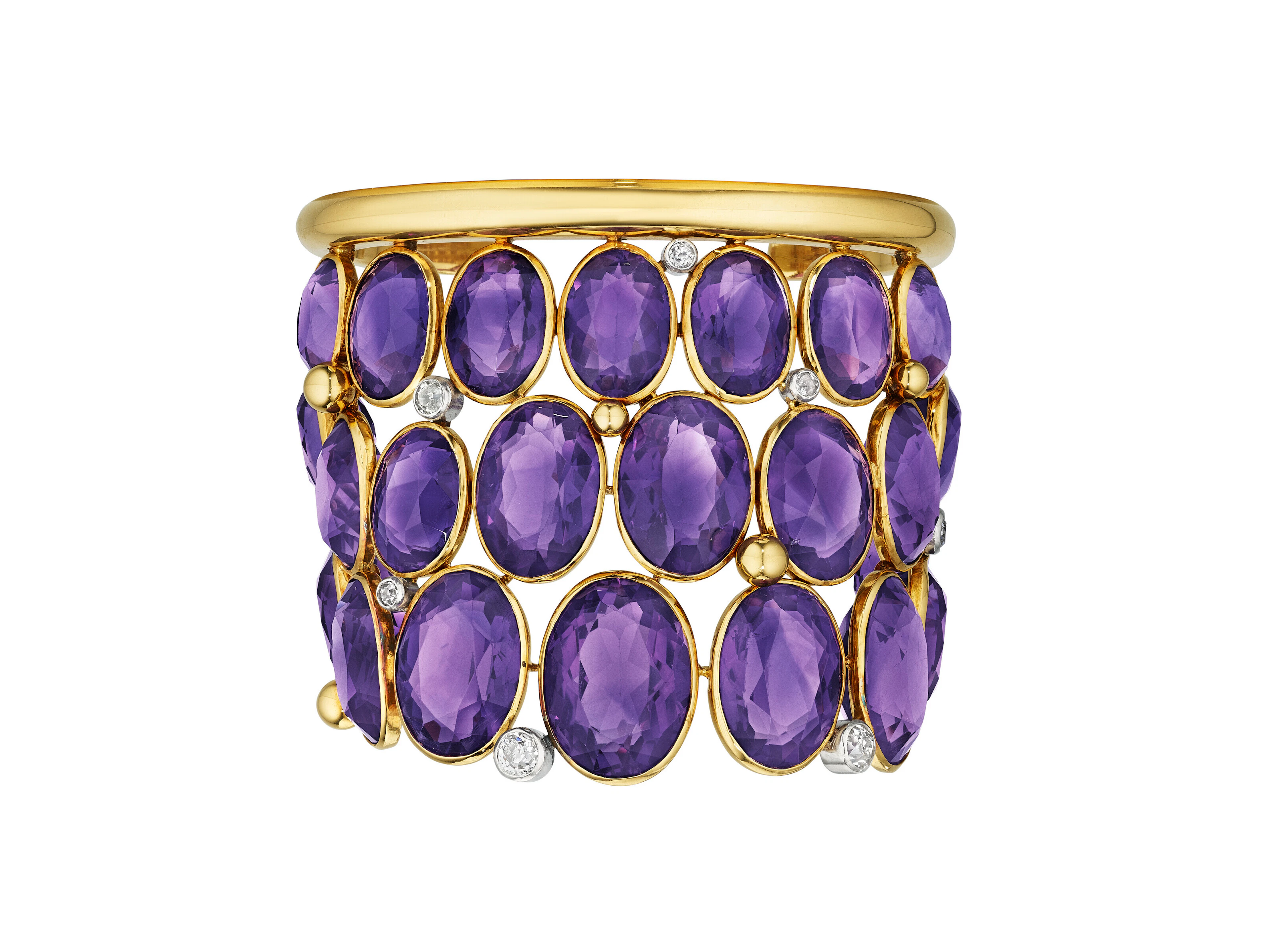 SUZANNE BELPERRON AMETHYST AND DIAMOND CUFF BRACELET