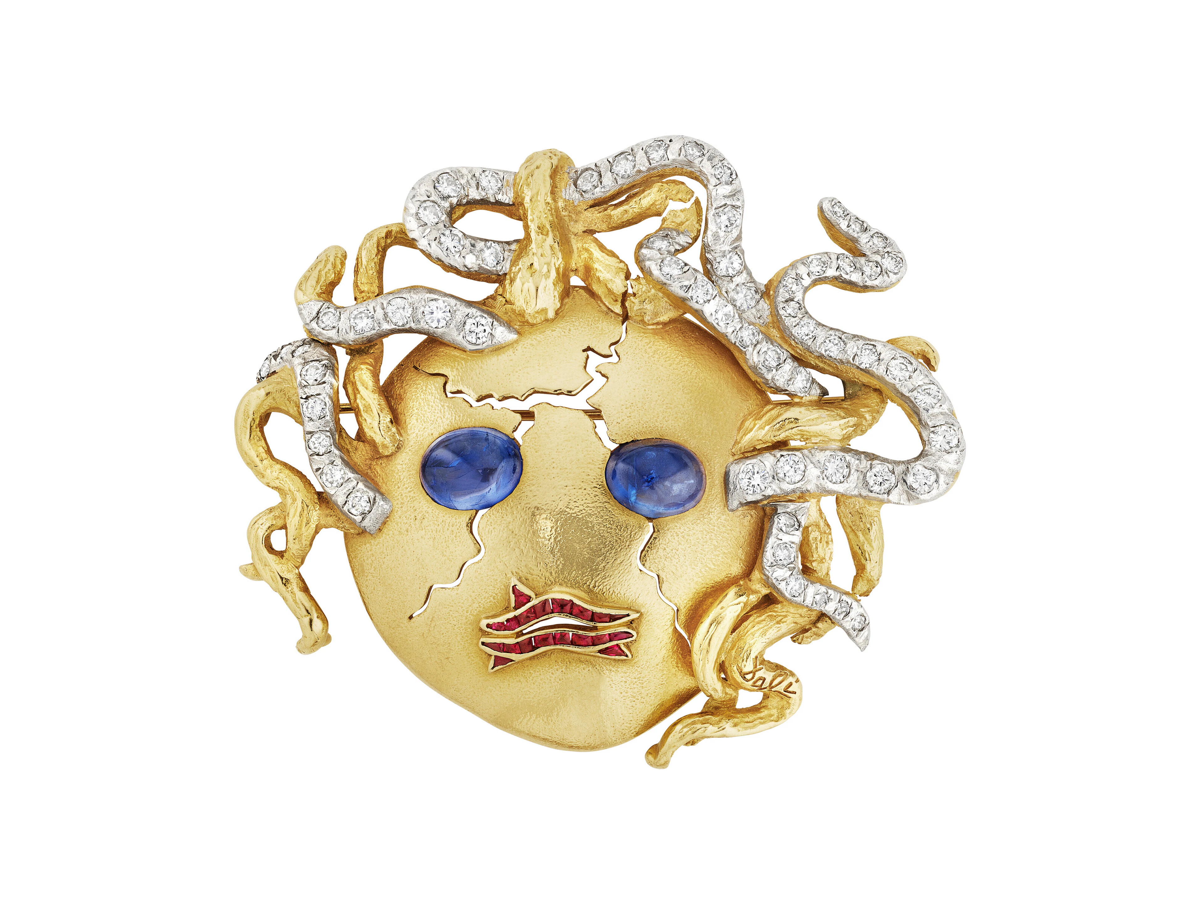 MULTI-GEM 'MEDUSA' BROOCH, SALVADOR DALÍ AND A GOUACHE