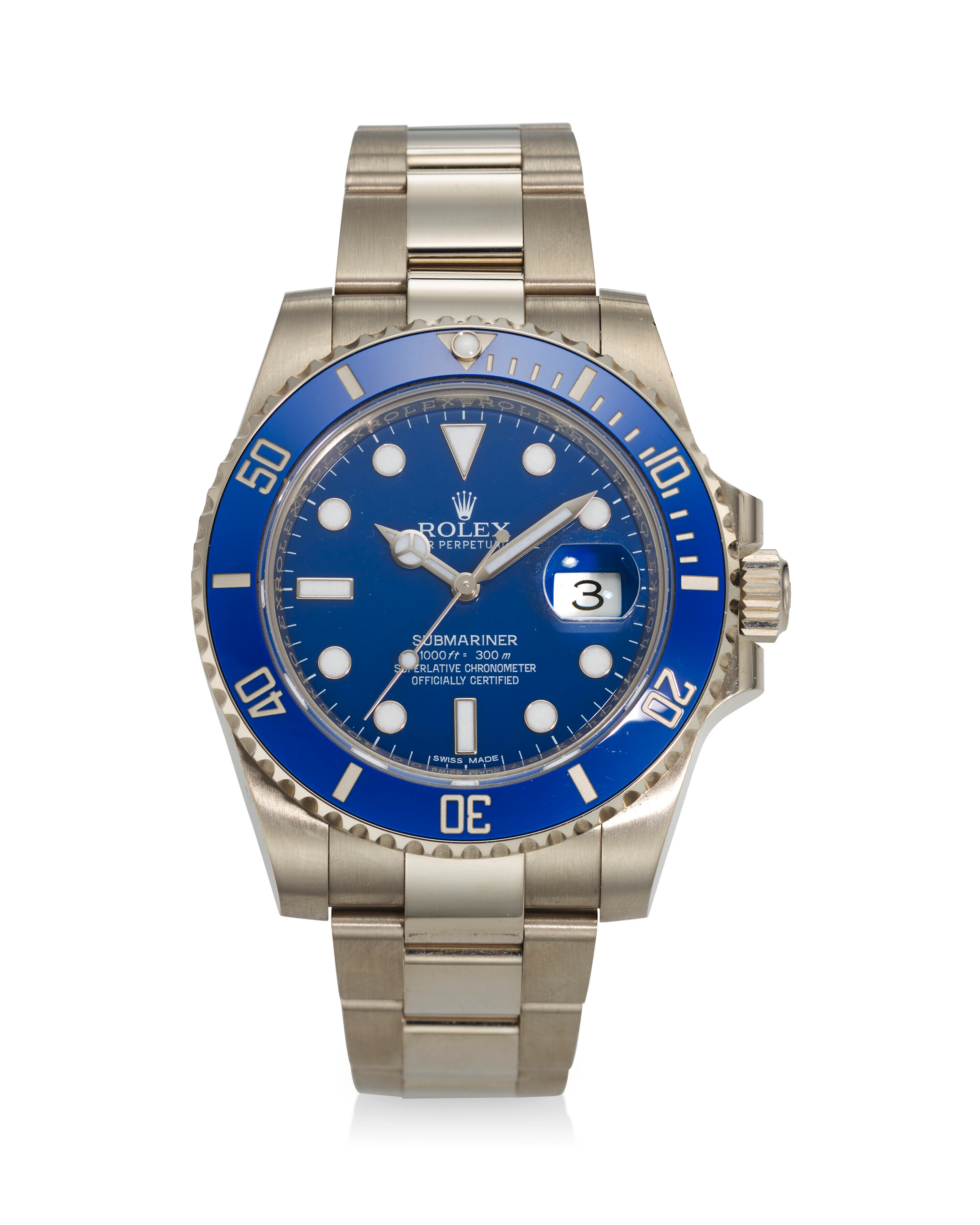 ROLEX, REF. 116619LB, SUBMARINER “SMURF,” AN 18K WHITE GOLD WRISTWATCH WITH DATE