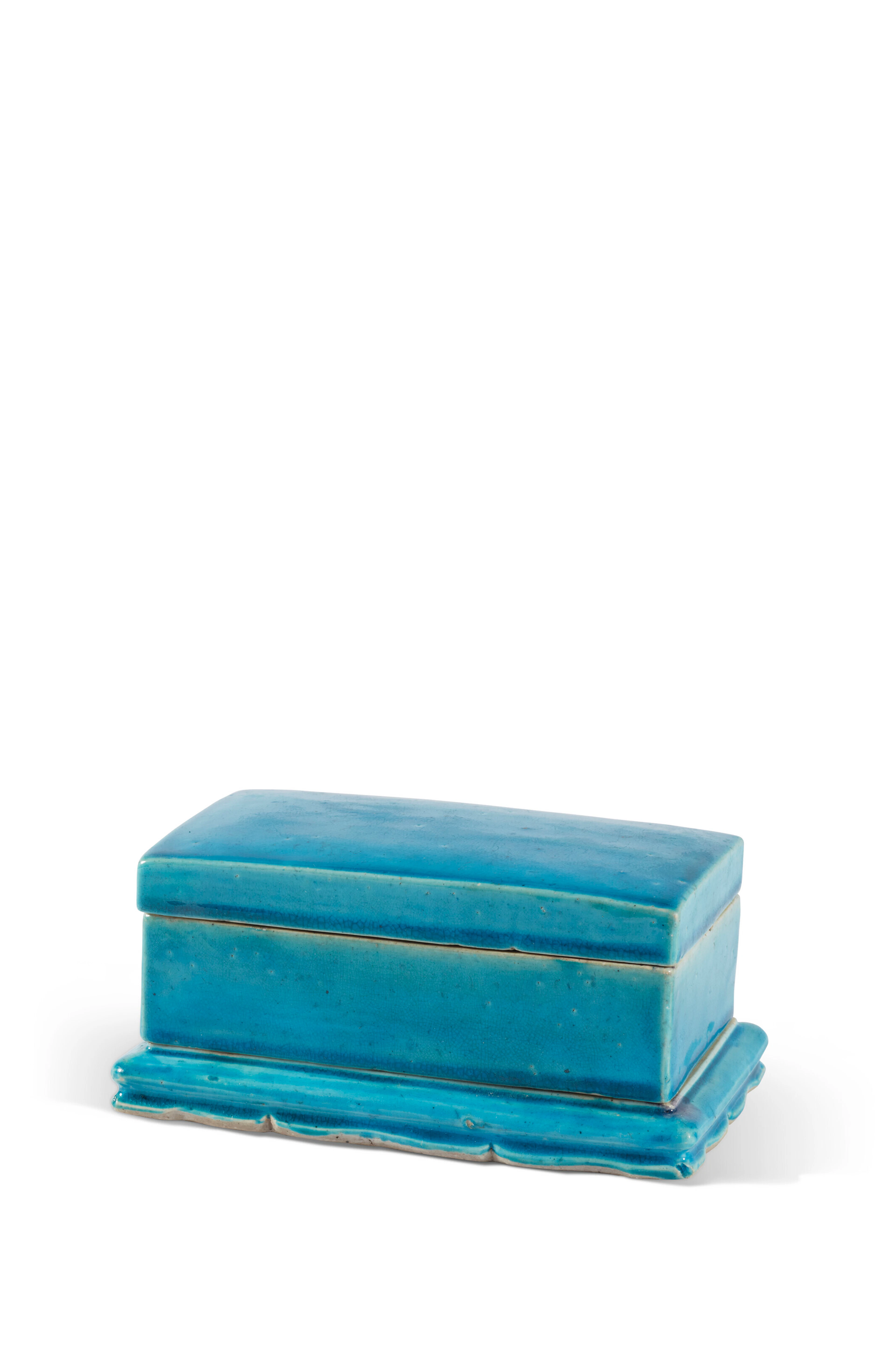BOITE COUVERTE À ENCRE EN PORCELAINE ÉMAILLÉE BLEU TURQUOISE