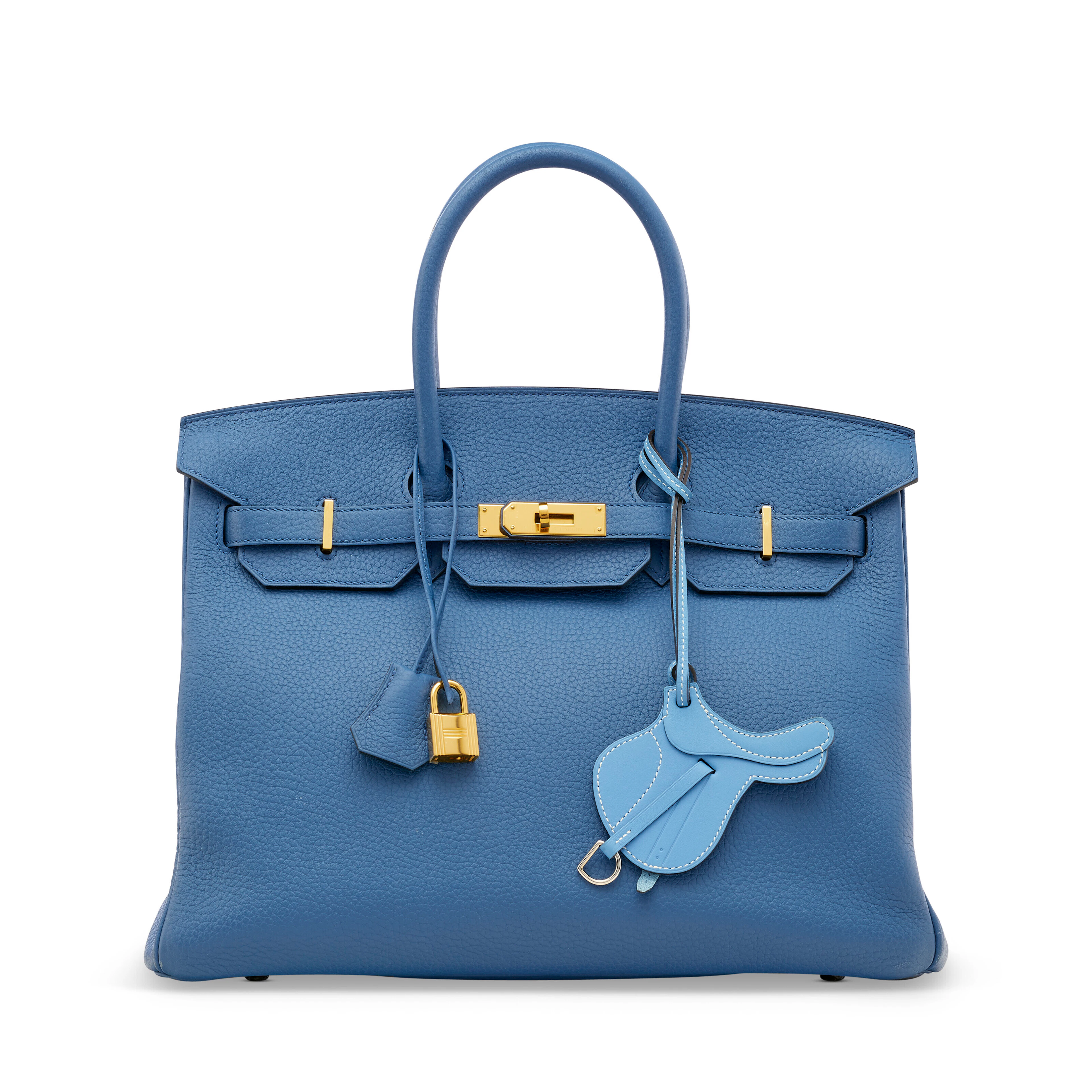 A BLEU AGATE CLÉMENCE LEATHER BIRKIN 35 WITH GOLD HARDWARE