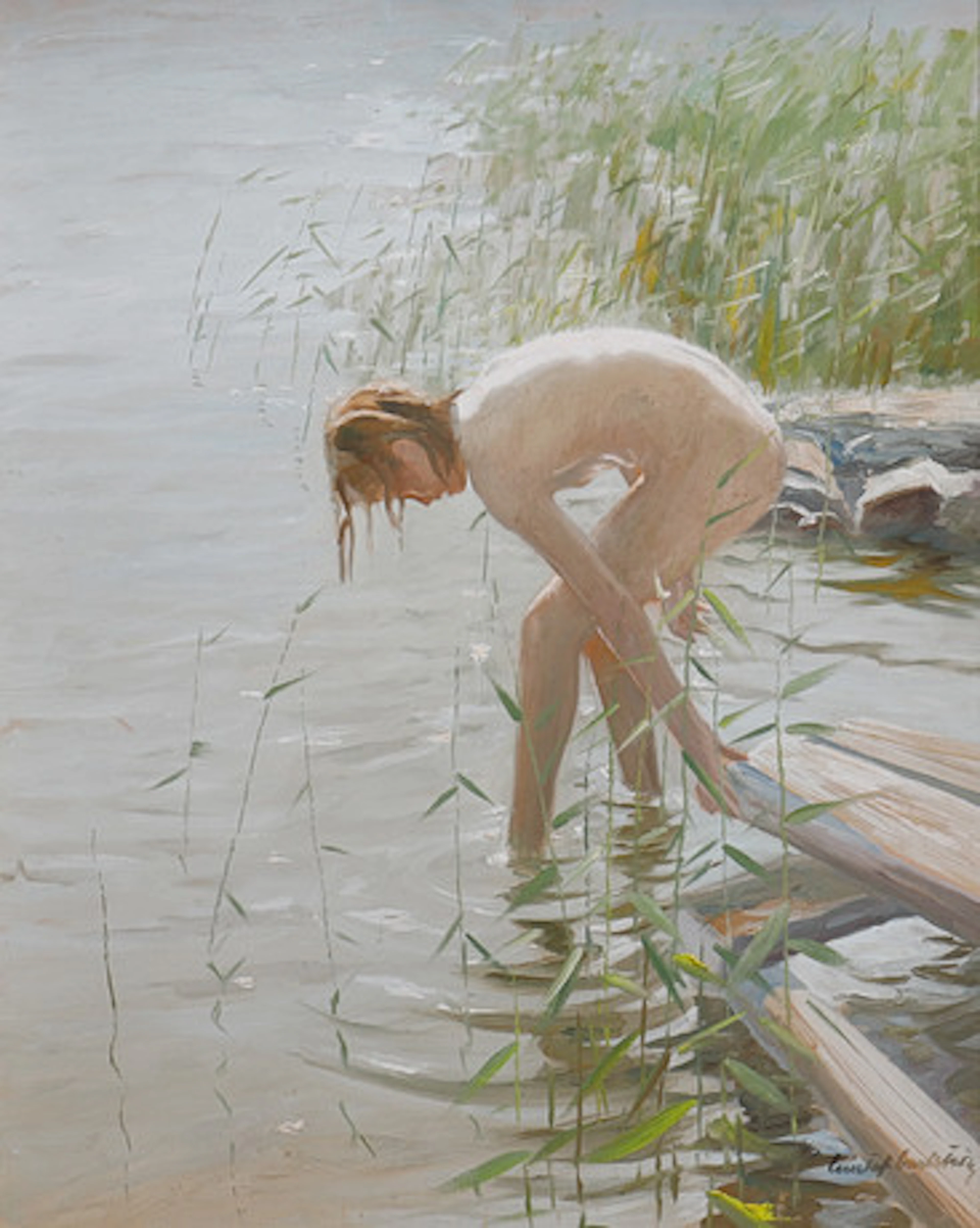 GUSTAF CARLSTRÖM. BADANDE FLICKA.