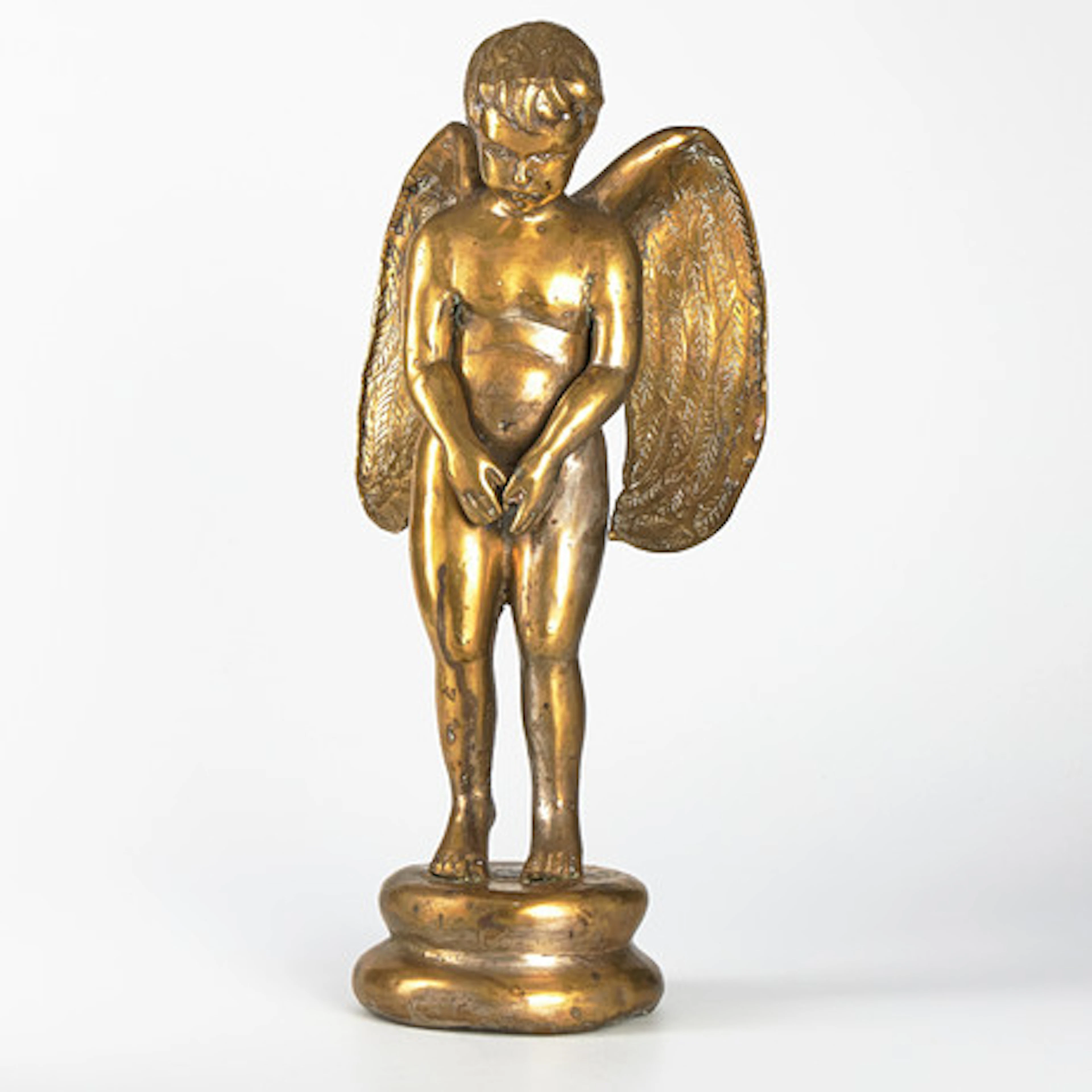 SKULPTUR, i form av ängel, brons.