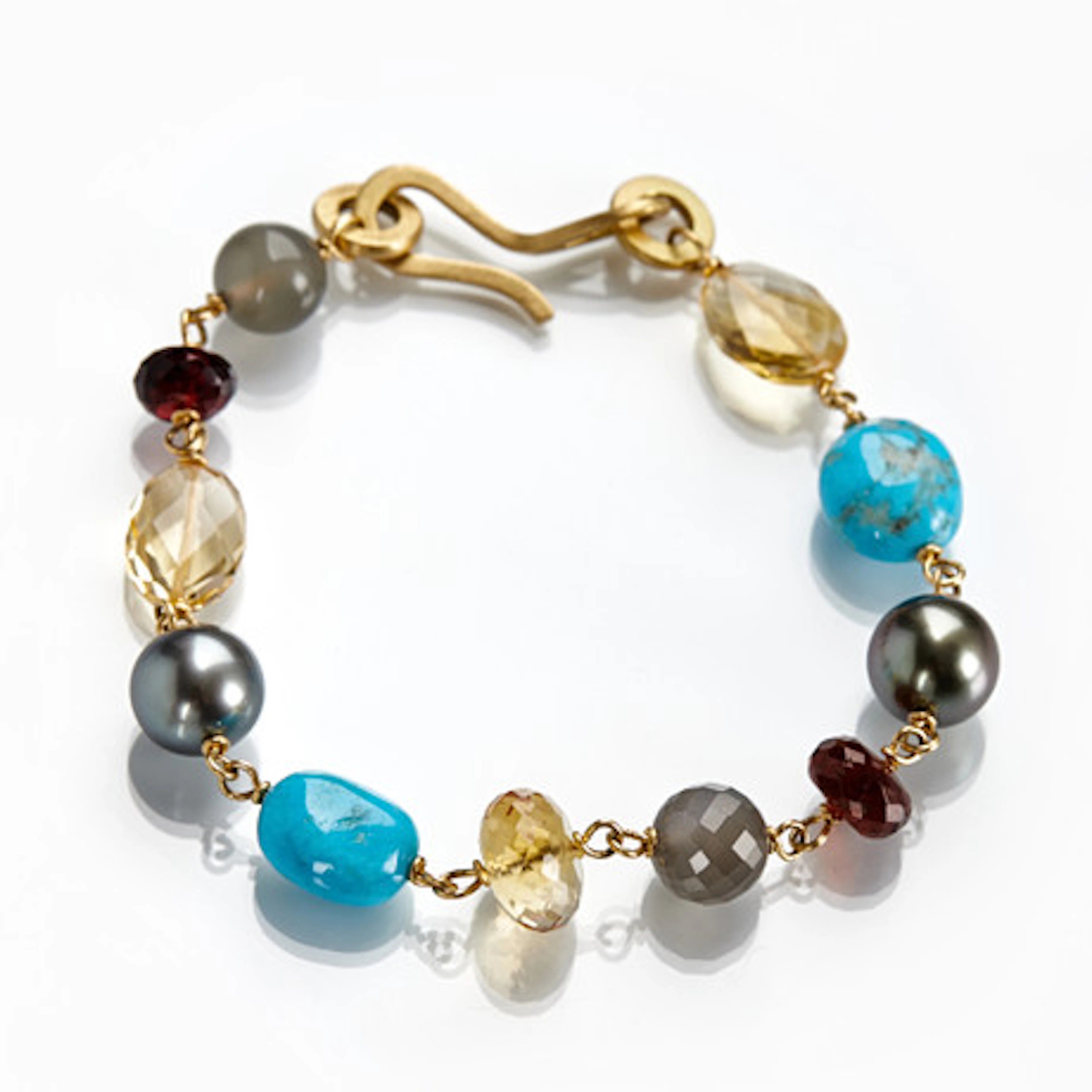 ARMBAND, 18 k guld, med turkos, citrin, gr…