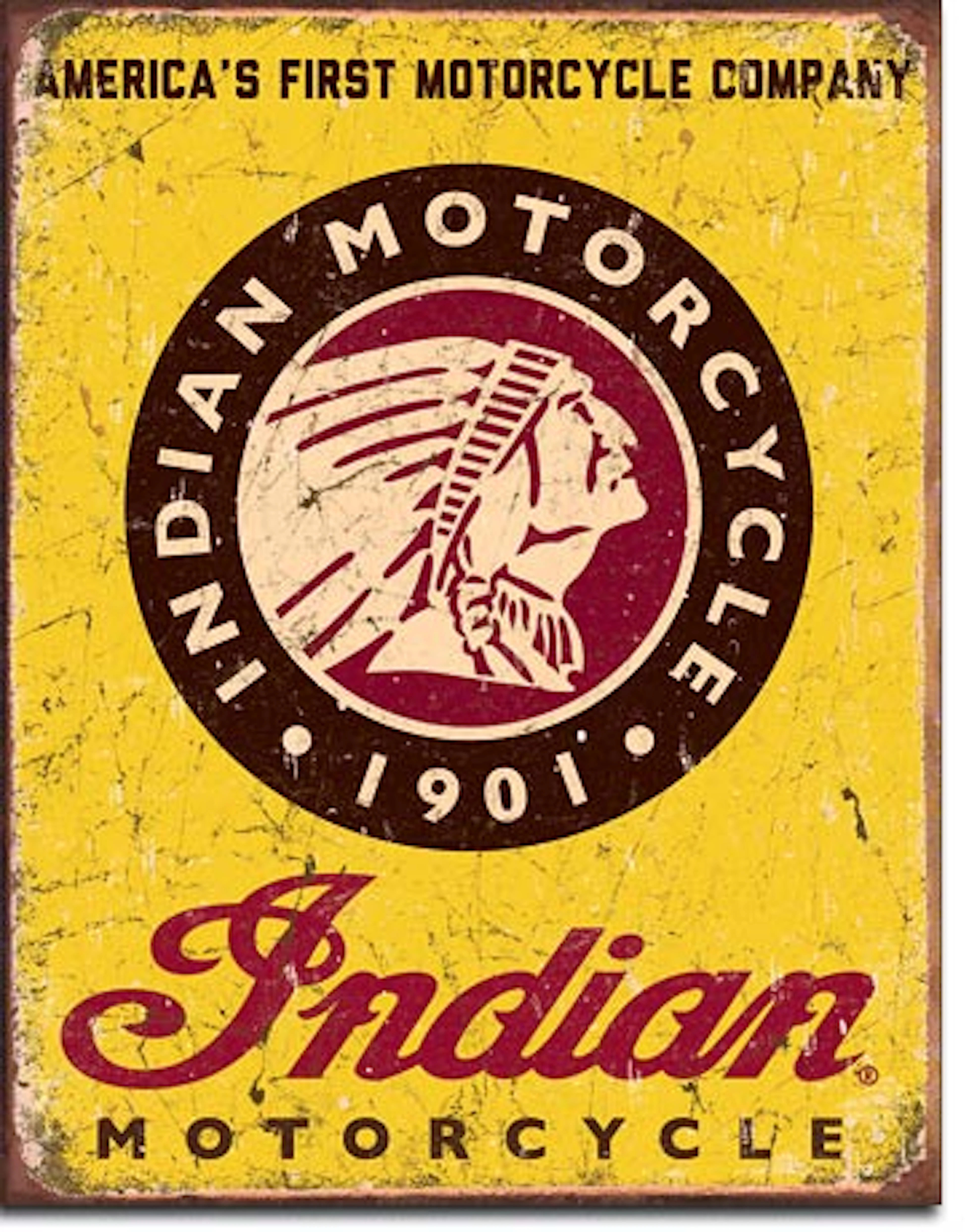 INDIAN MOTORCYCLES METAL SIGN 12.5" X 16"
