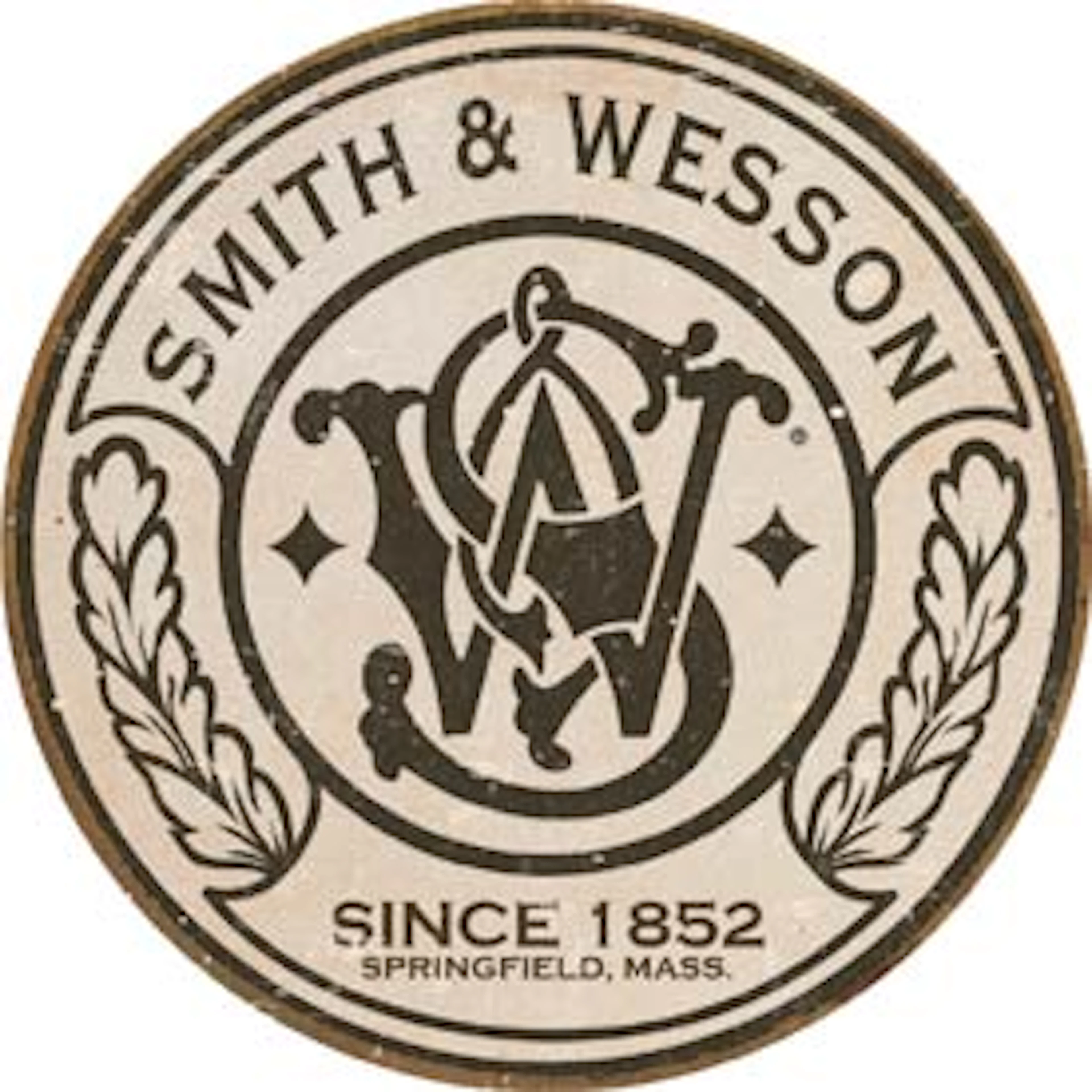 SMITH AND WESSON METAL SIGN 12" ROUND