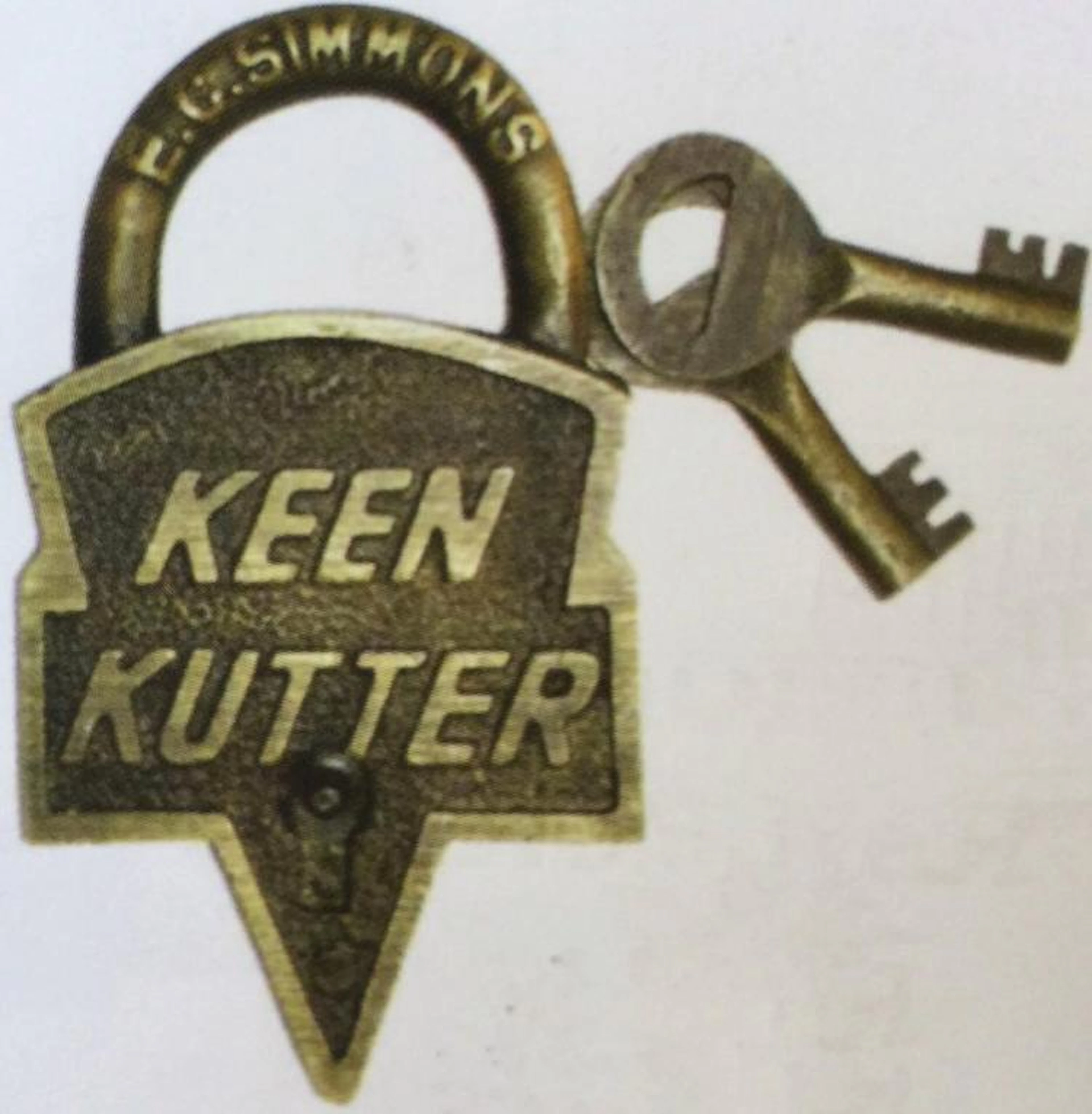 KEEN KUTTER SOLID BRASS PADLOCK W/ KEYS - 3.75" X 2"