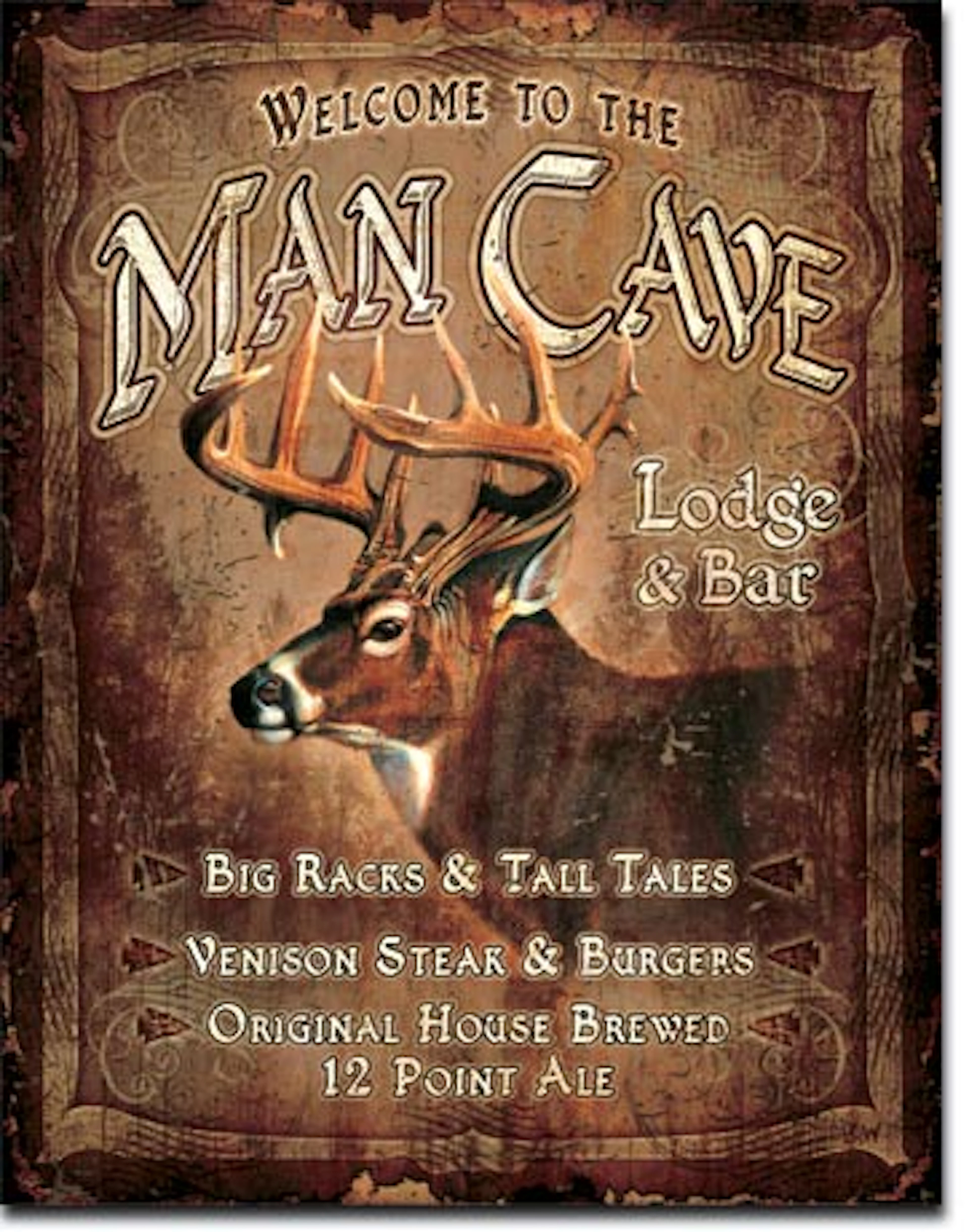 MAN CAVE METAL SIGN 12.5" X 16"