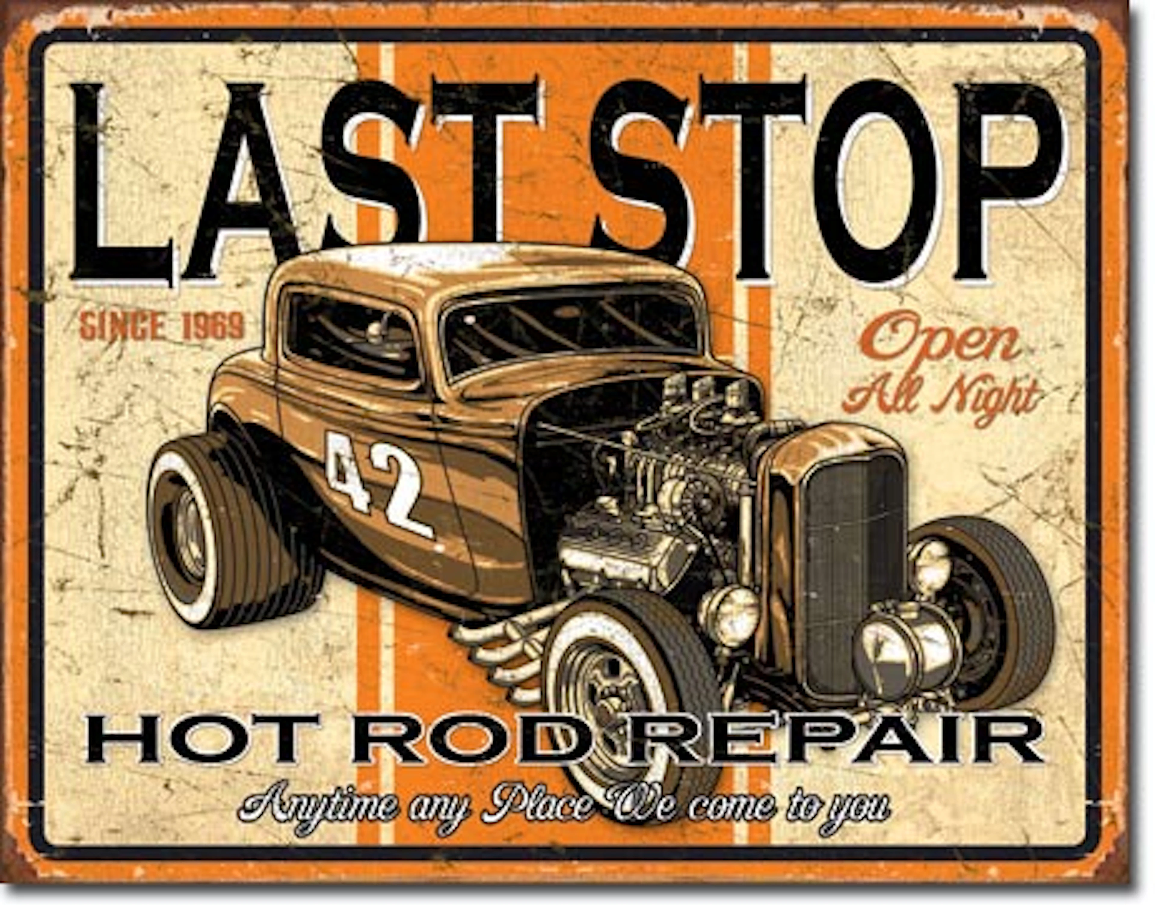 HOT ROD REPAIR METAL SIGN 12.5" X 16"