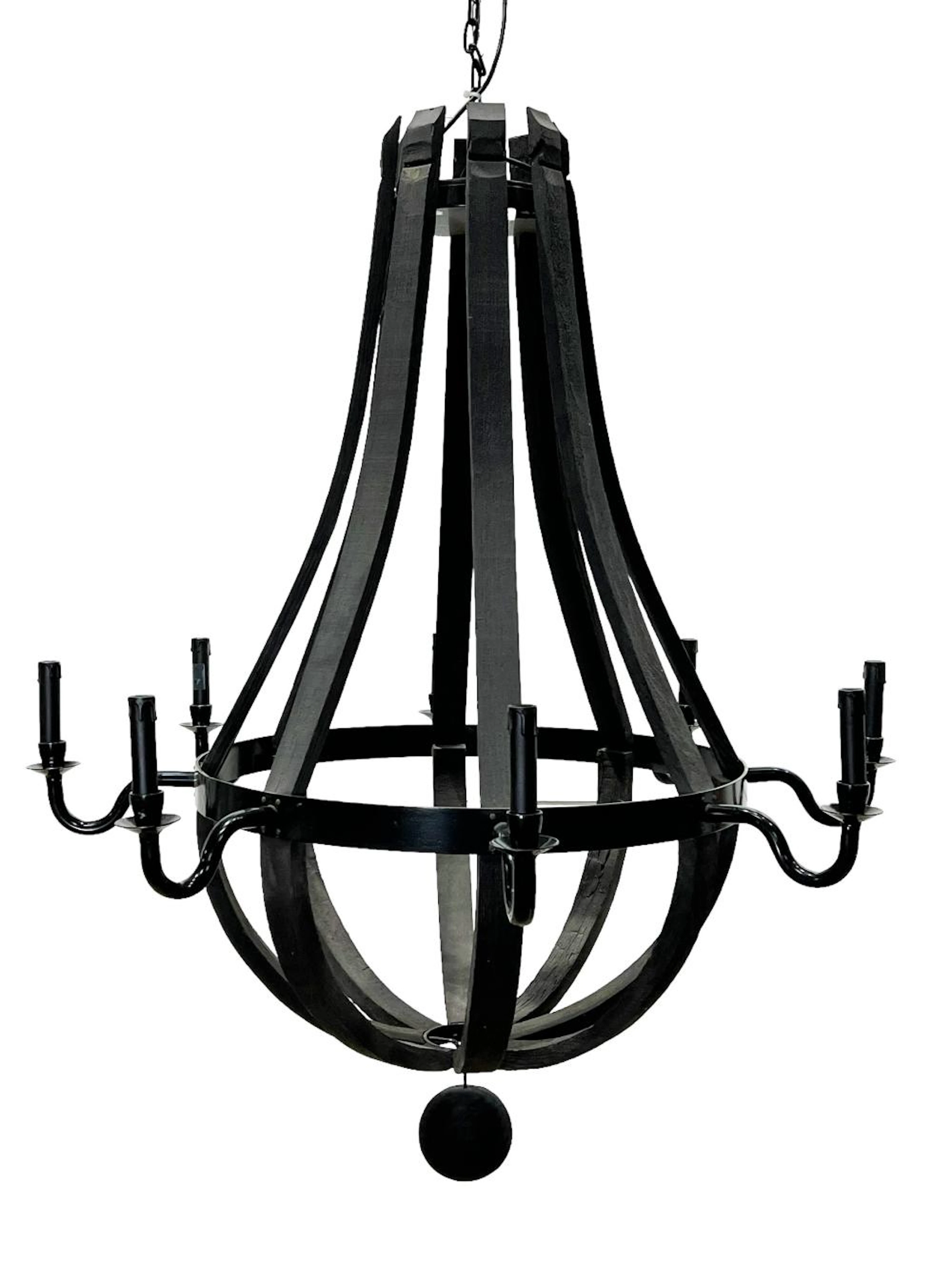 Painted Wood / Metal 8 Light Chandelier 53"H, 44" x 44"