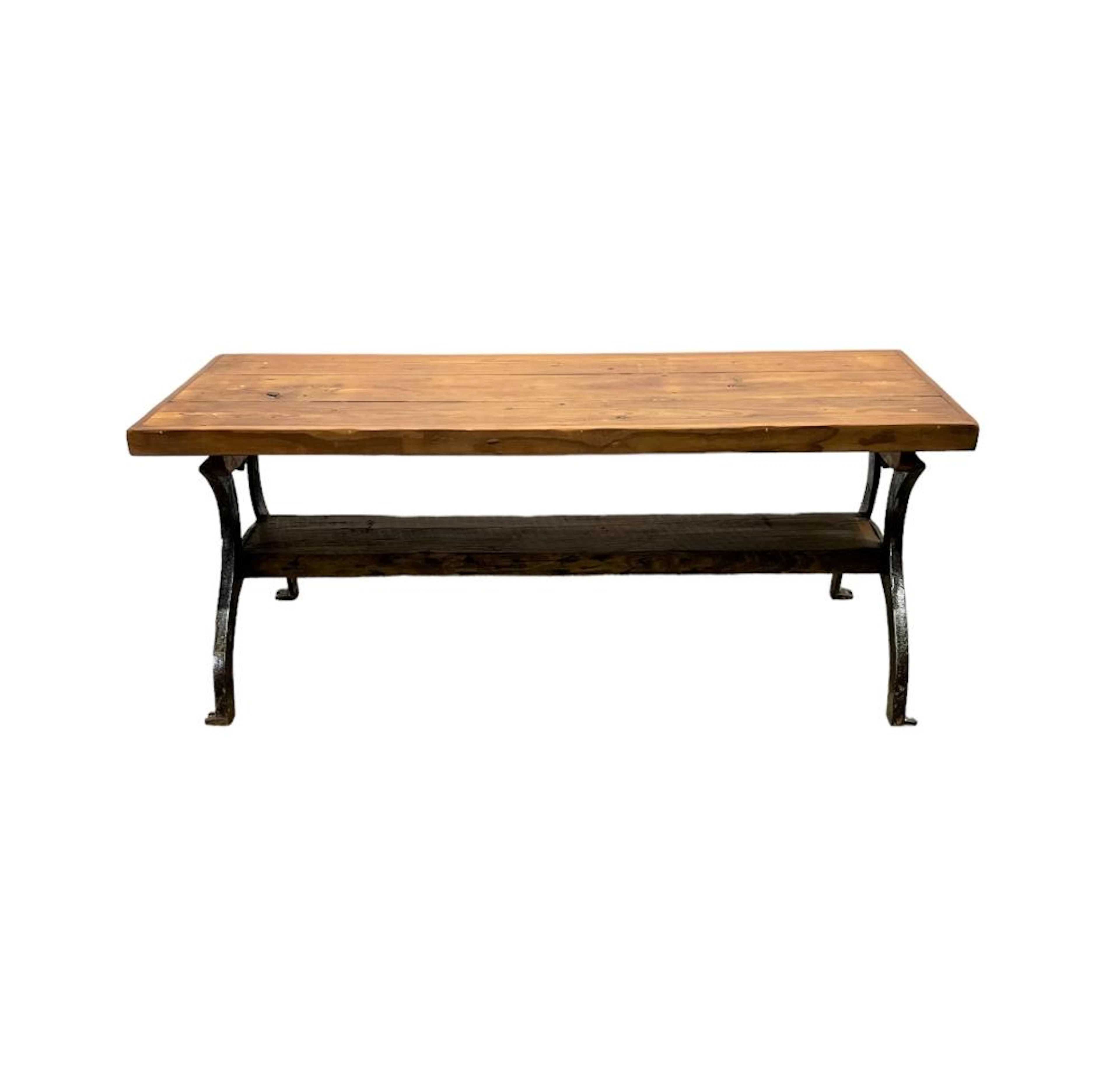 Industrial Coffee Table w/ Shelf 21 1/4"H, 54 1/2"L, 23"W