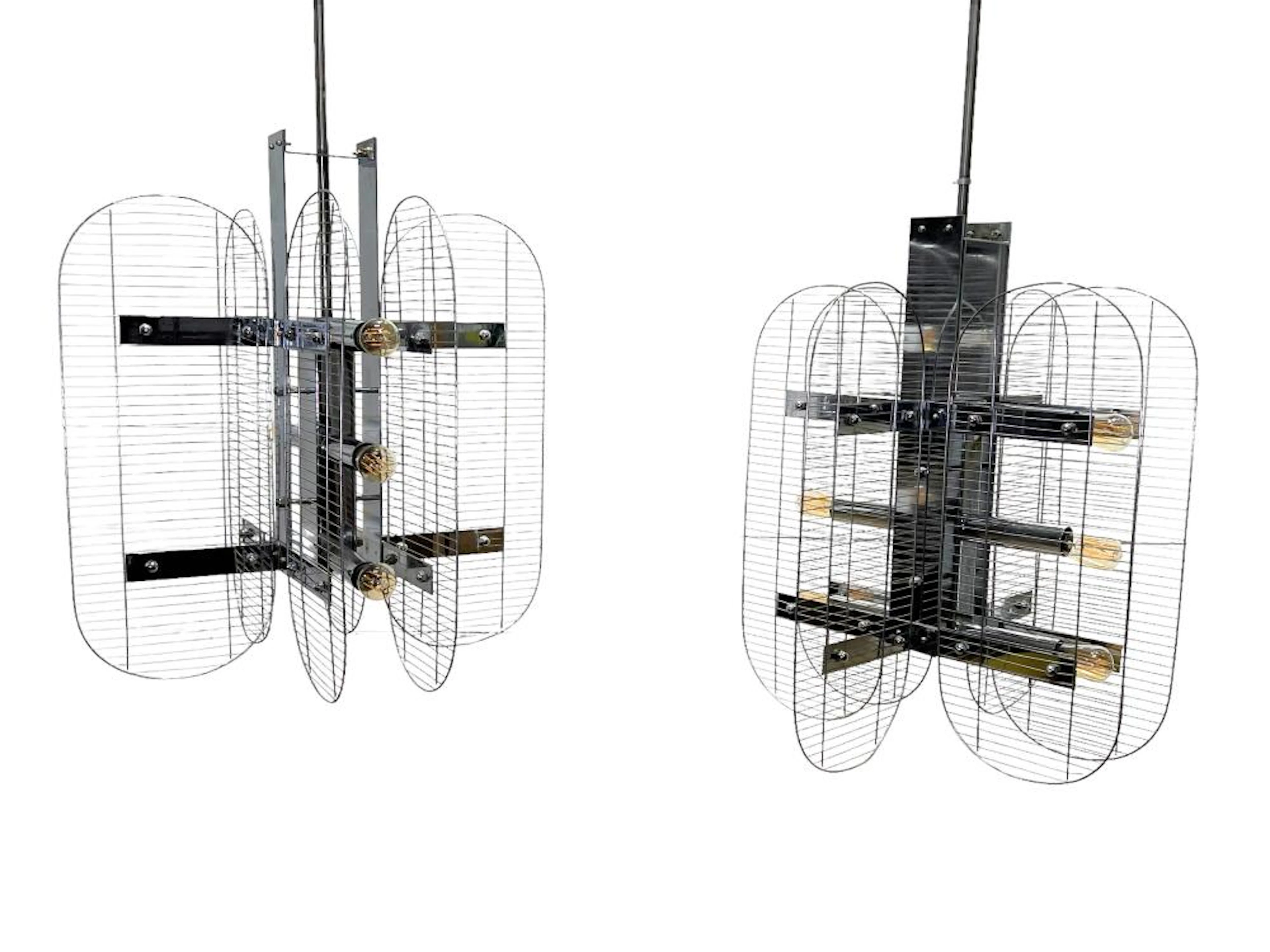 Pair of Mid Century Industrial Danish Lights 64 1/2"H (top of fixture)