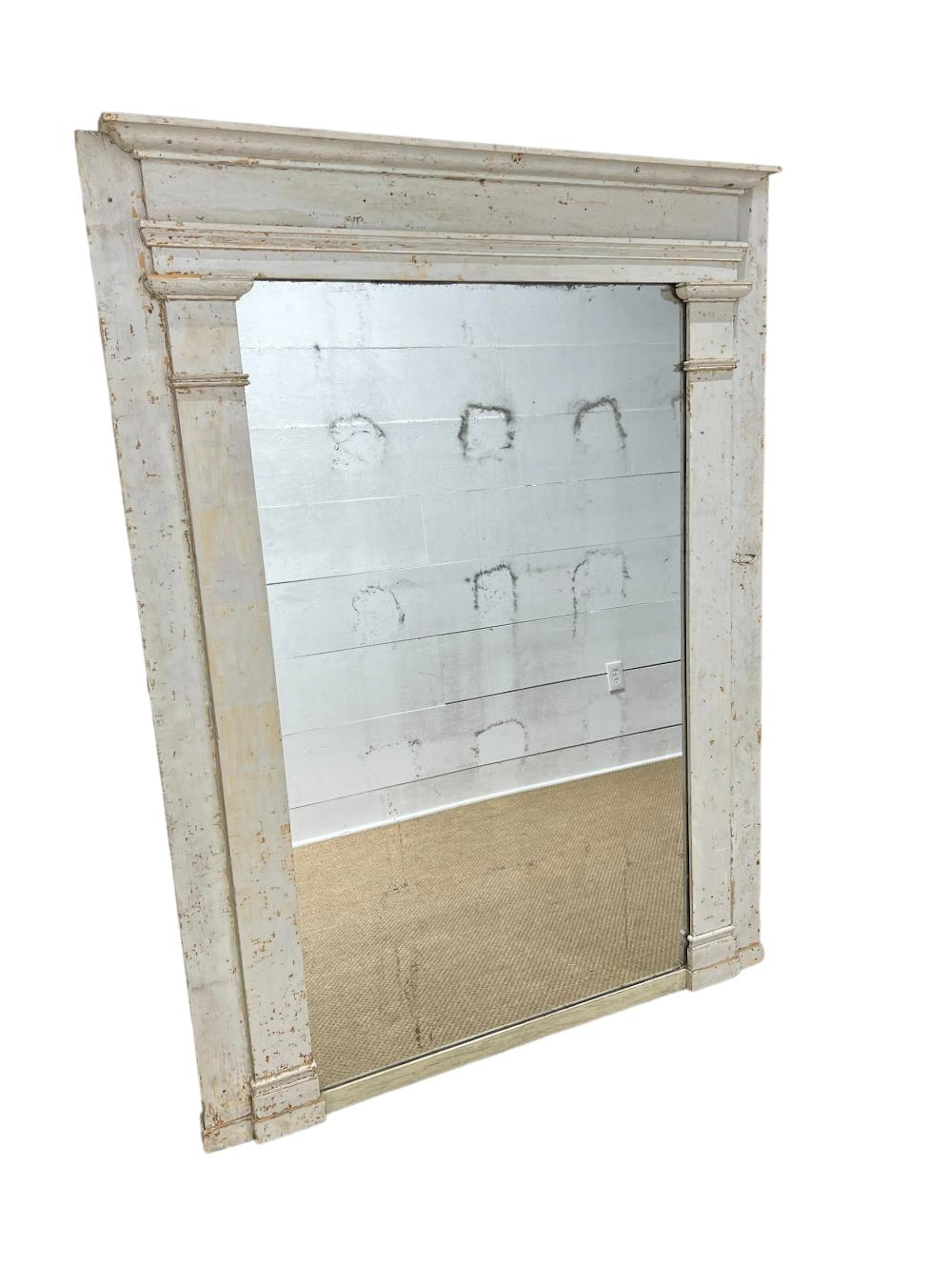 19th C. French Painted Mirror in Original Paint 69 1/4" x 51 5/8"