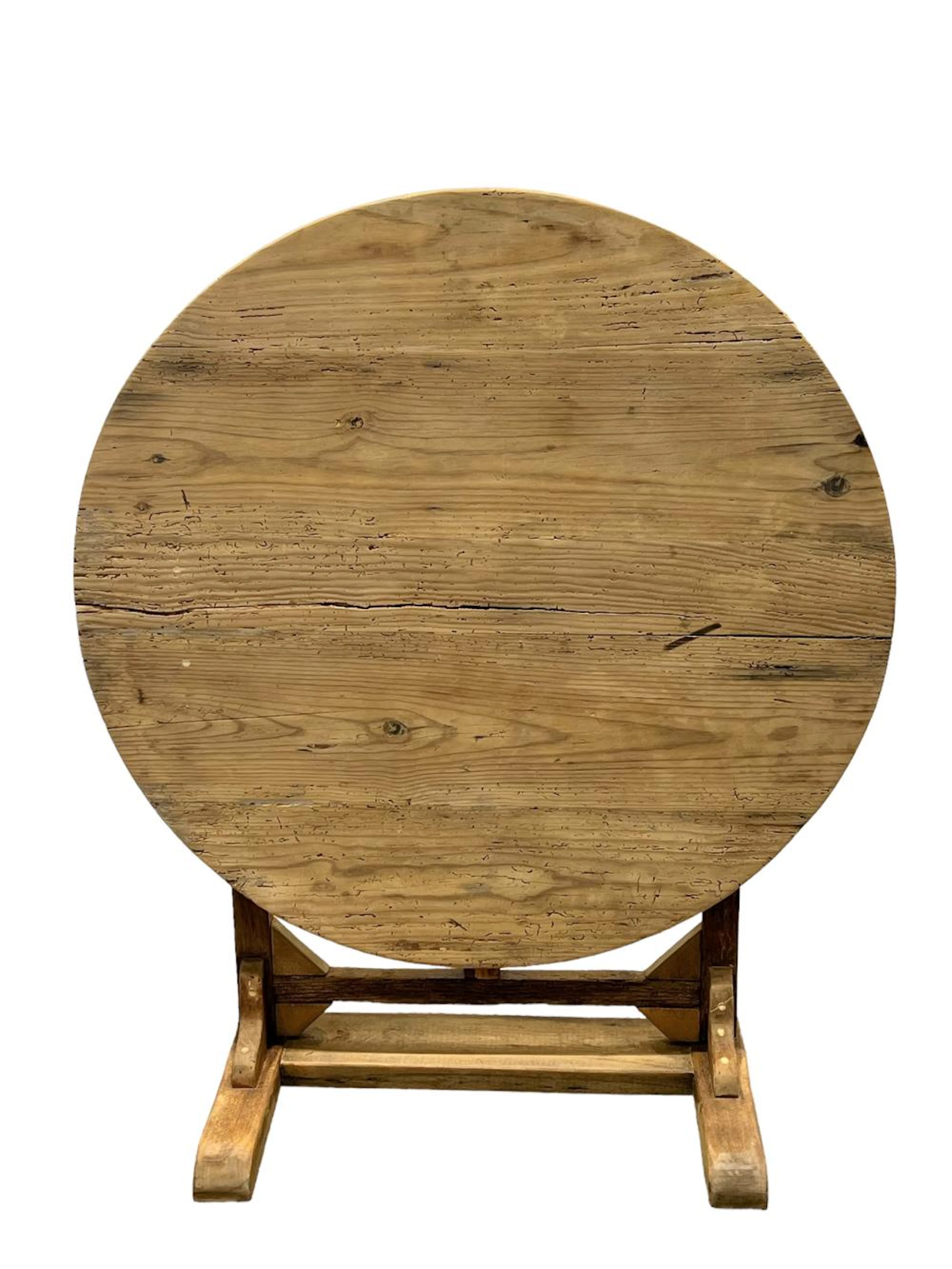 French Bleached Round Wine Tasting Table 45 3/4"H (folded)