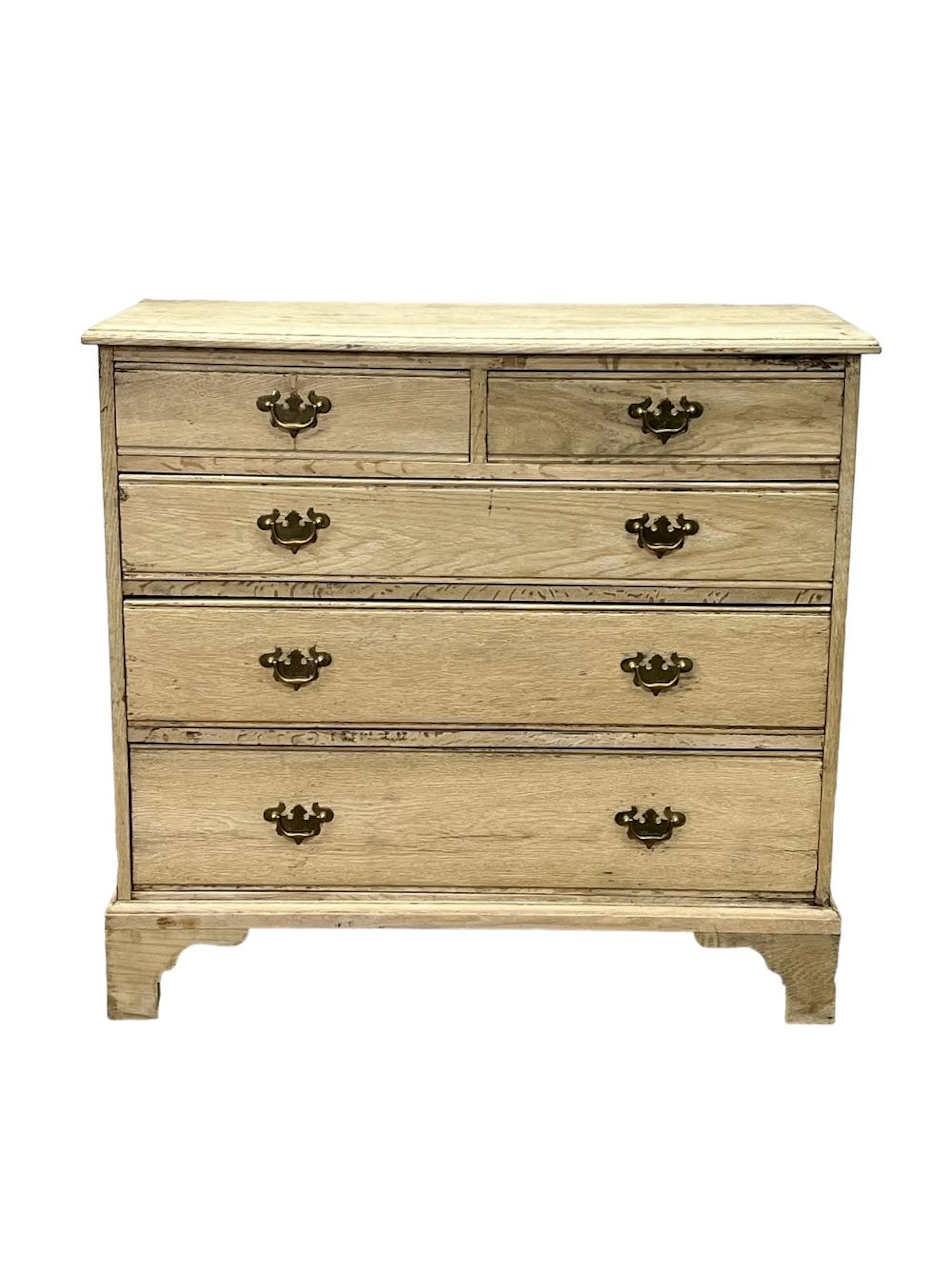 19th C. English Bleached Oak Chest 39 1/8"H, 42"L, 19"W