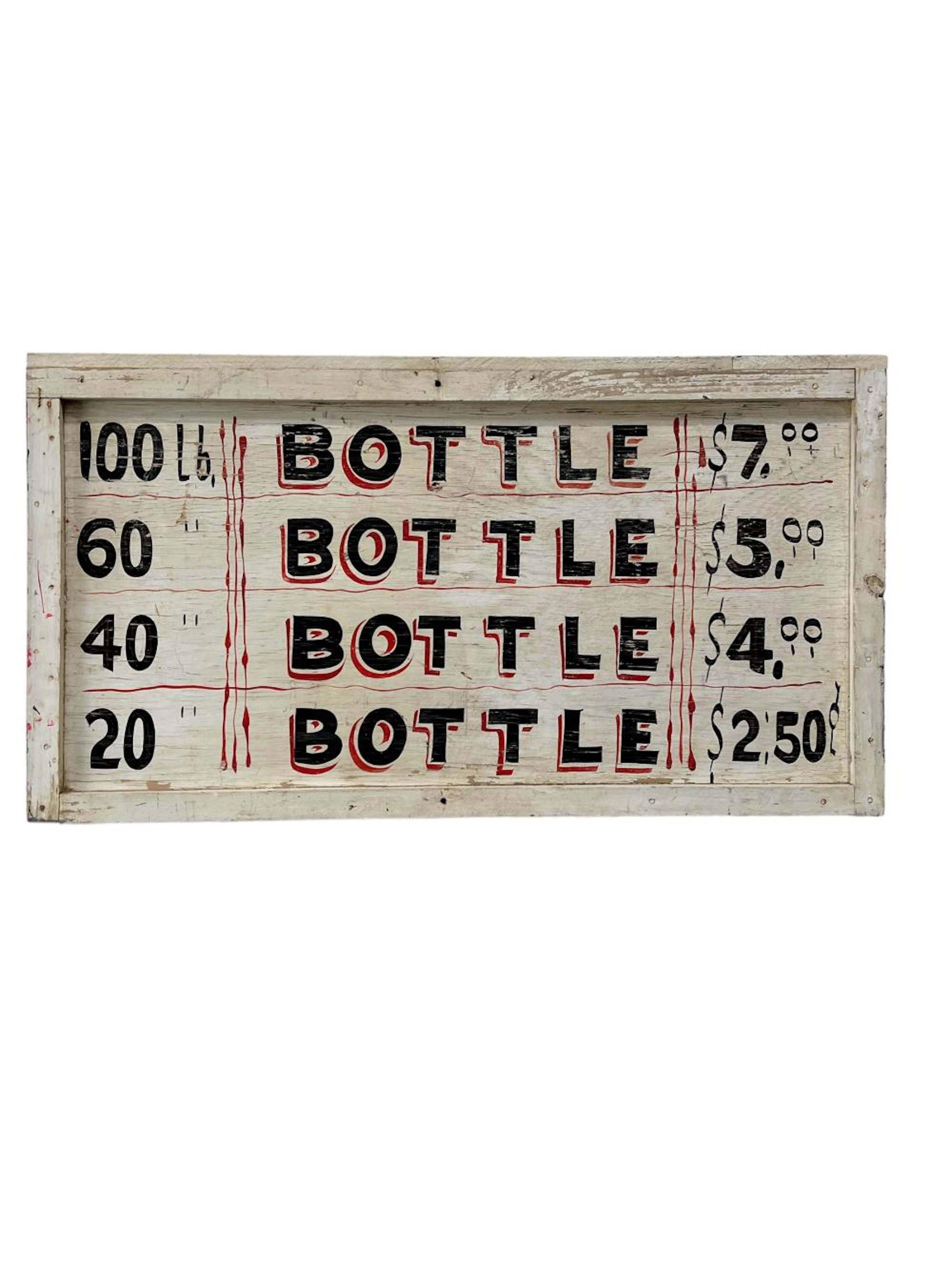 Bottle Menu Sign - wood 25"H, 46"L, 2"W