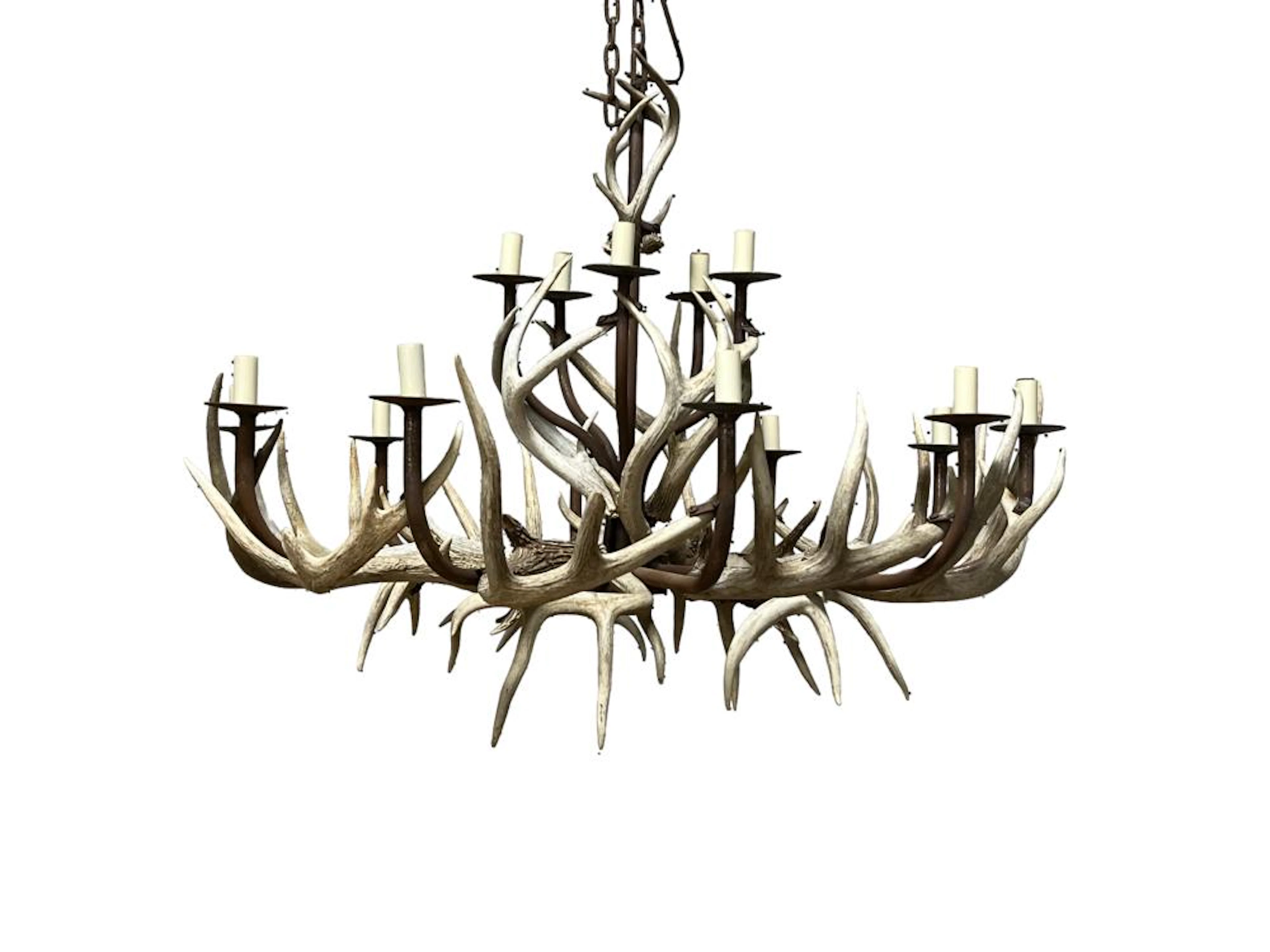 Antler Chandelier 28 1/2"H(top of fixture), 36 3/4" diam.