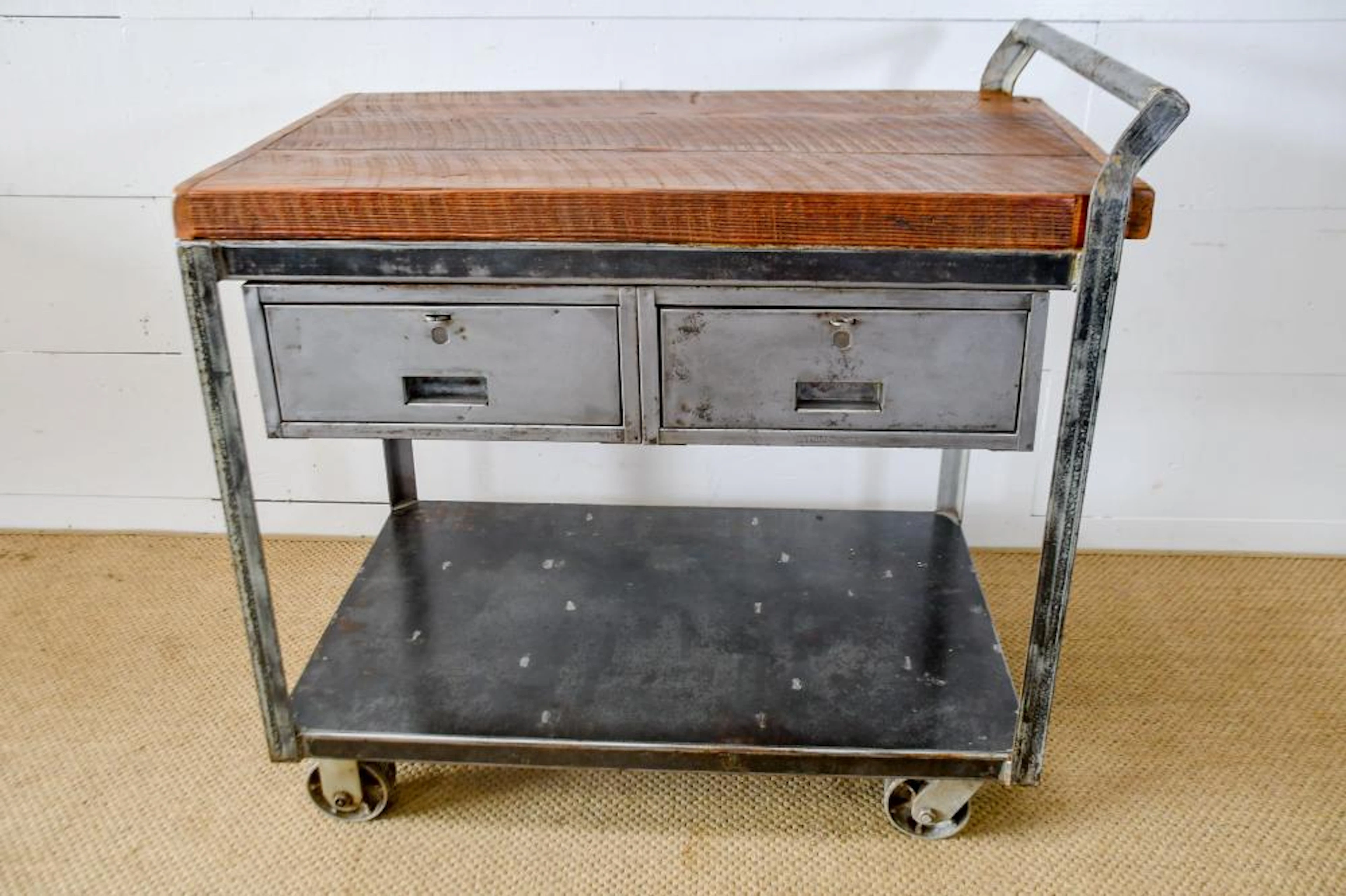 Industrial Warehouse Cart w/ Metal Drawers 37 1/2"H, 38" x 24 1/2"