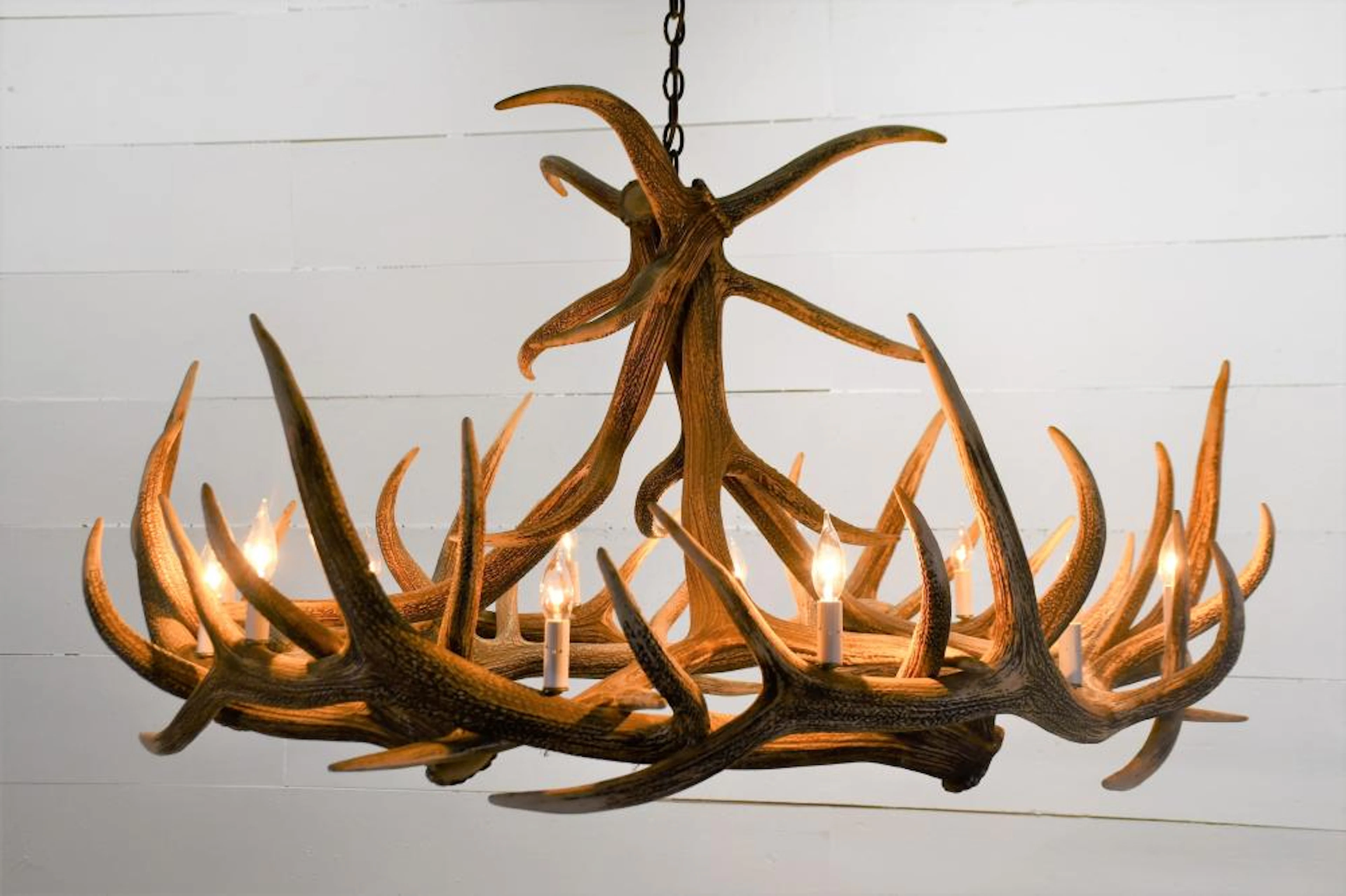 Folky Resin Antler Chandelier 28"H, 57" diam.