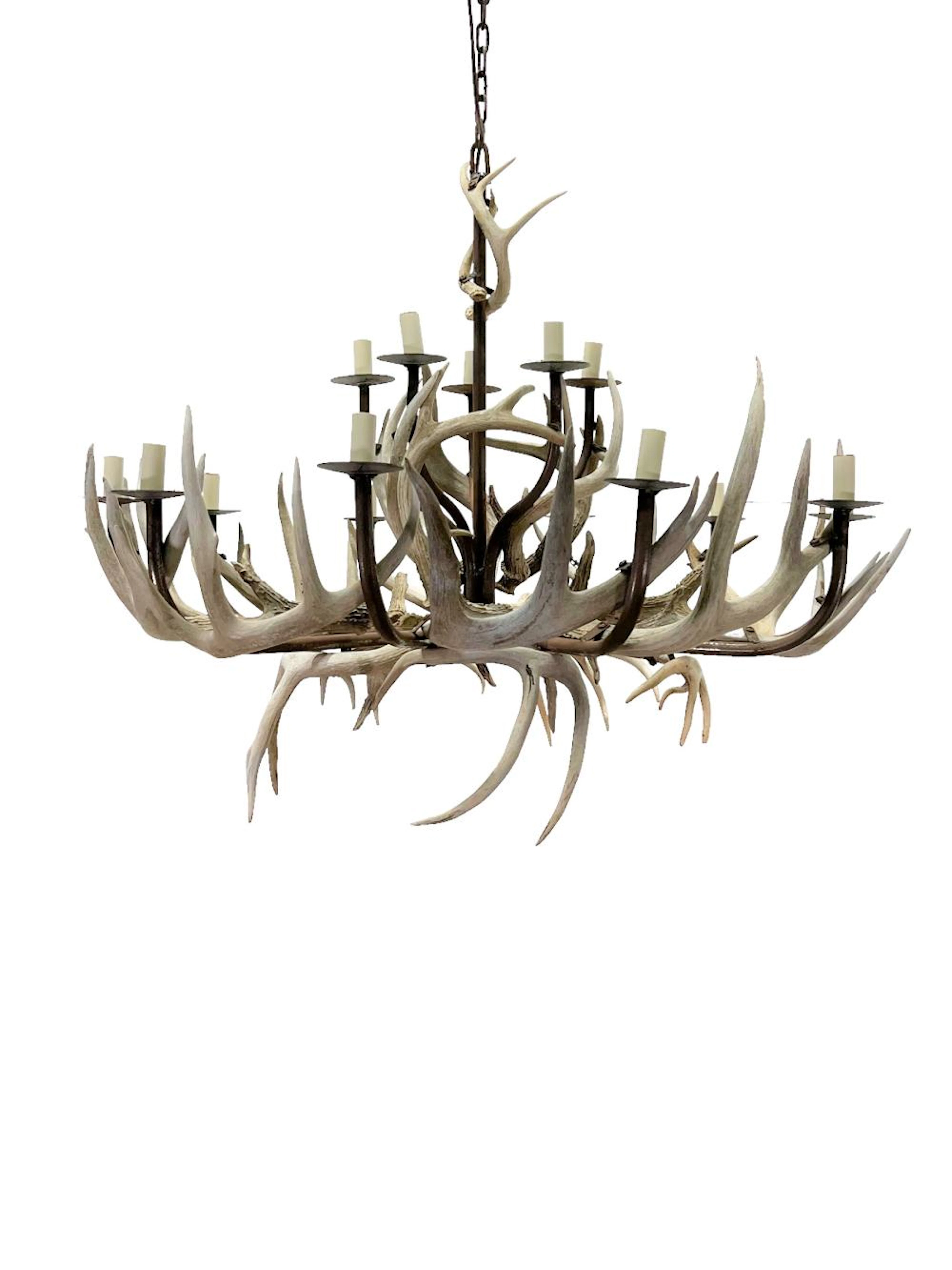 Antler Chandelier - real antlers 32"H (top of fixture), 37" x 37"