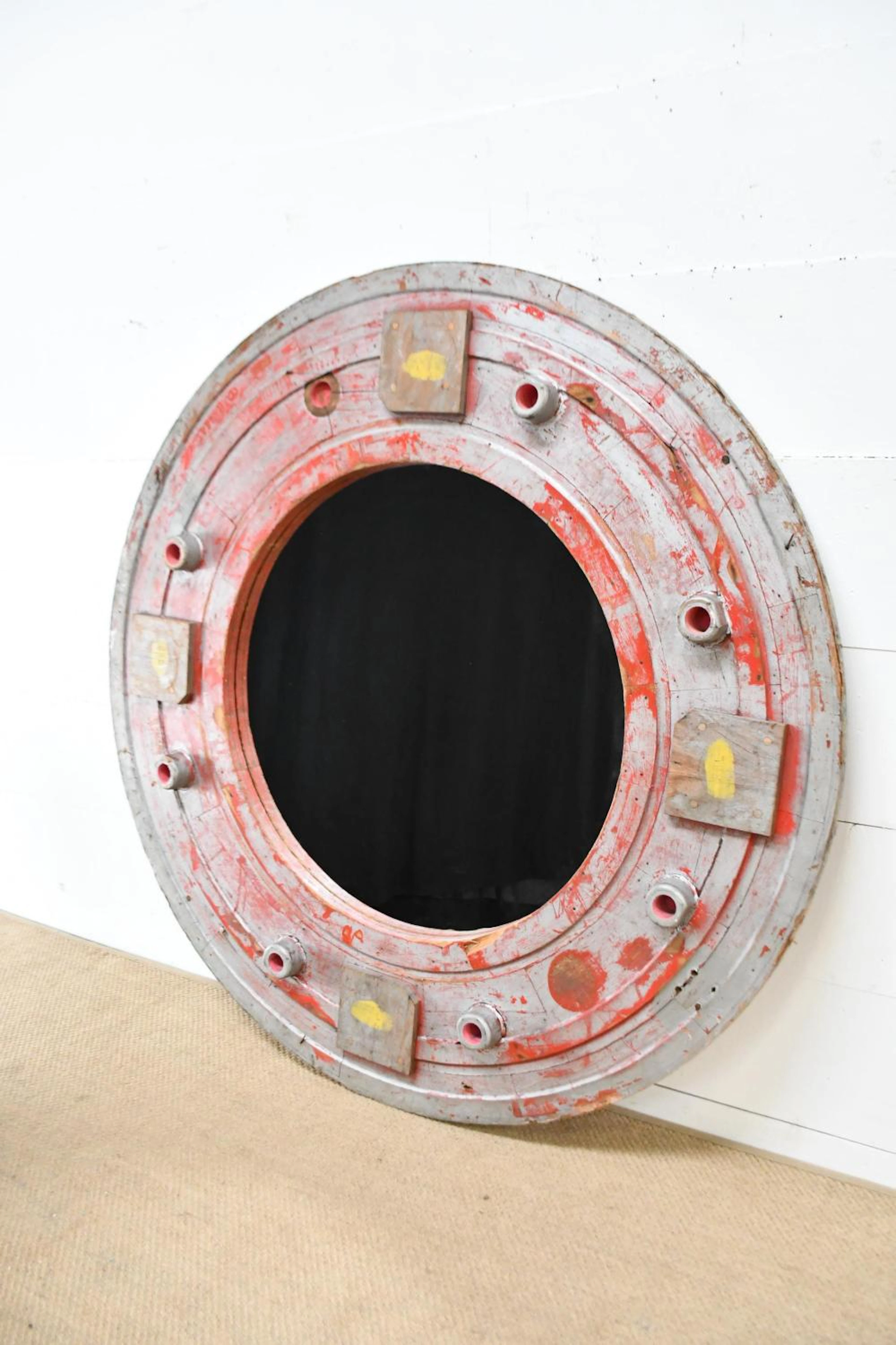 Industrial Painted Factory Mold Mirror 62" diam.