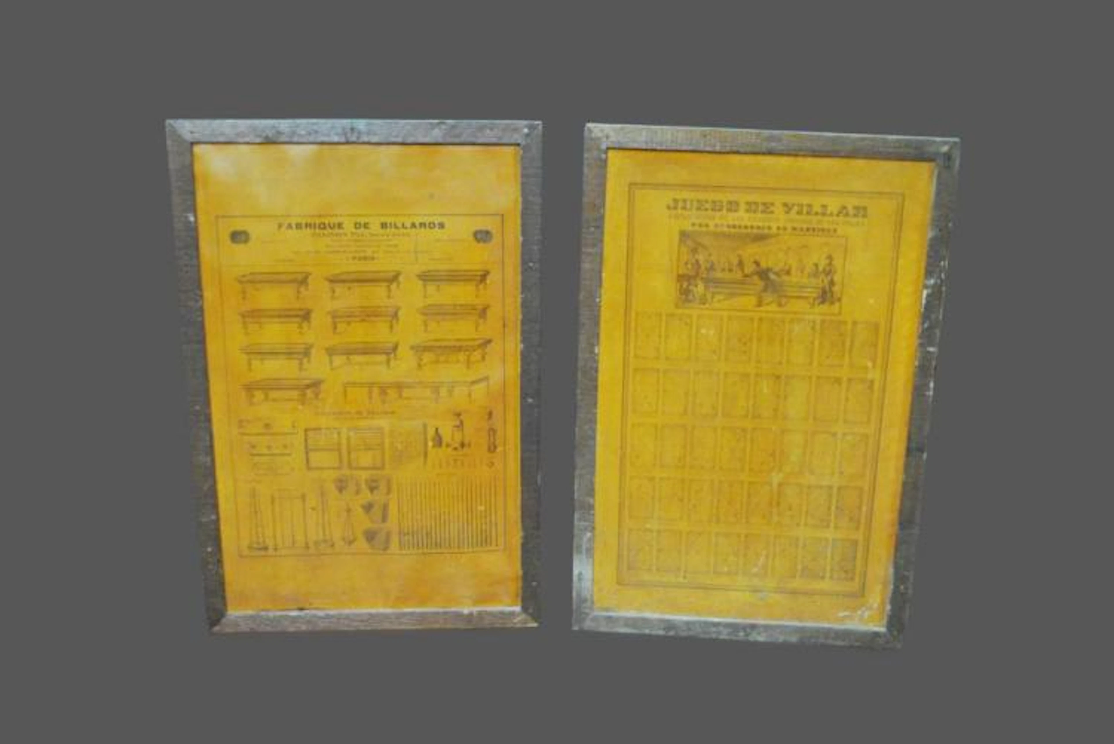 Framed Billiard Poster X2 42 1/2" x 28 1/2" ea.