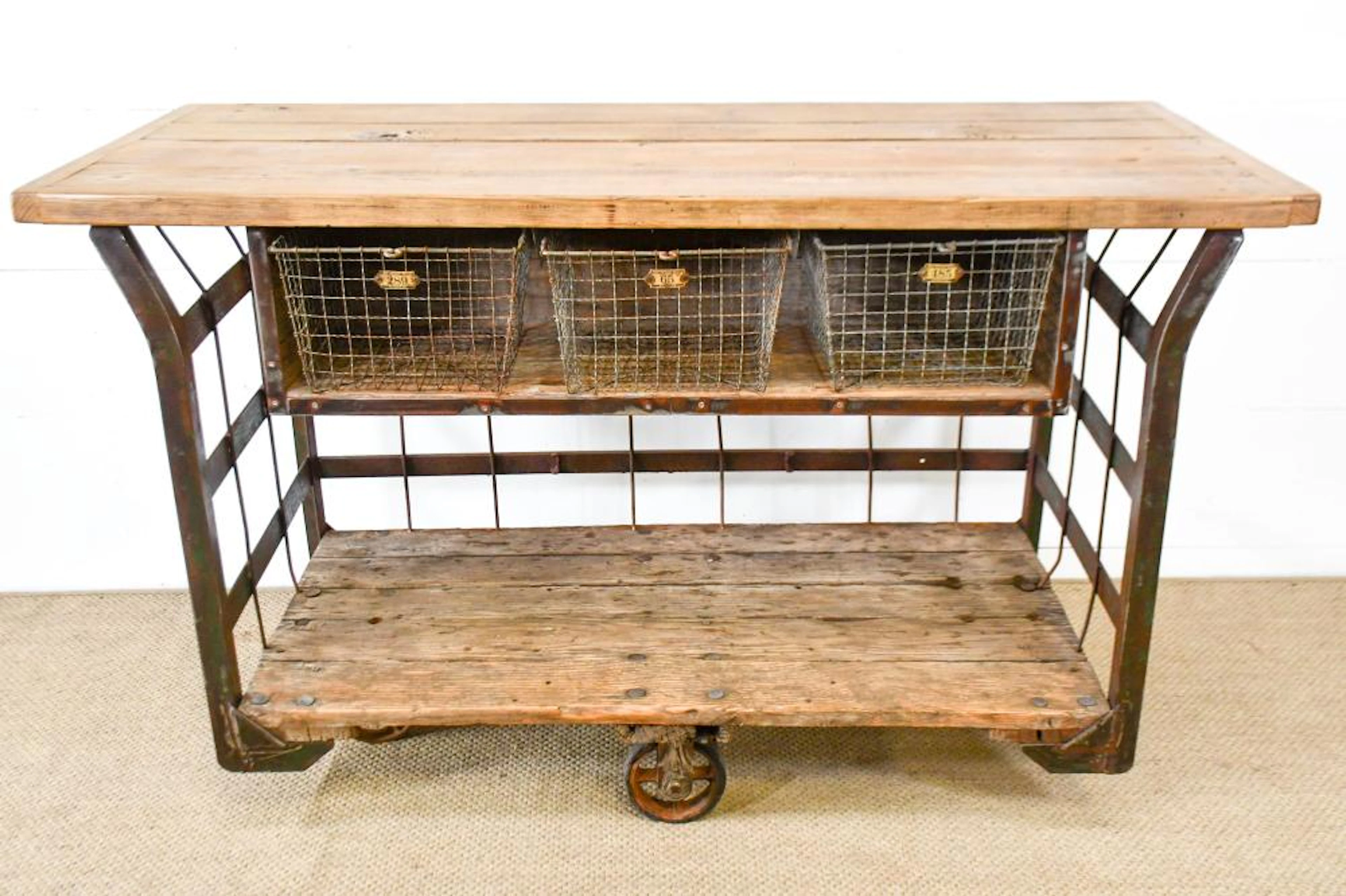 Industrial Cart w/ Baskets 38 1/2"H, 61" x 27 1/2"