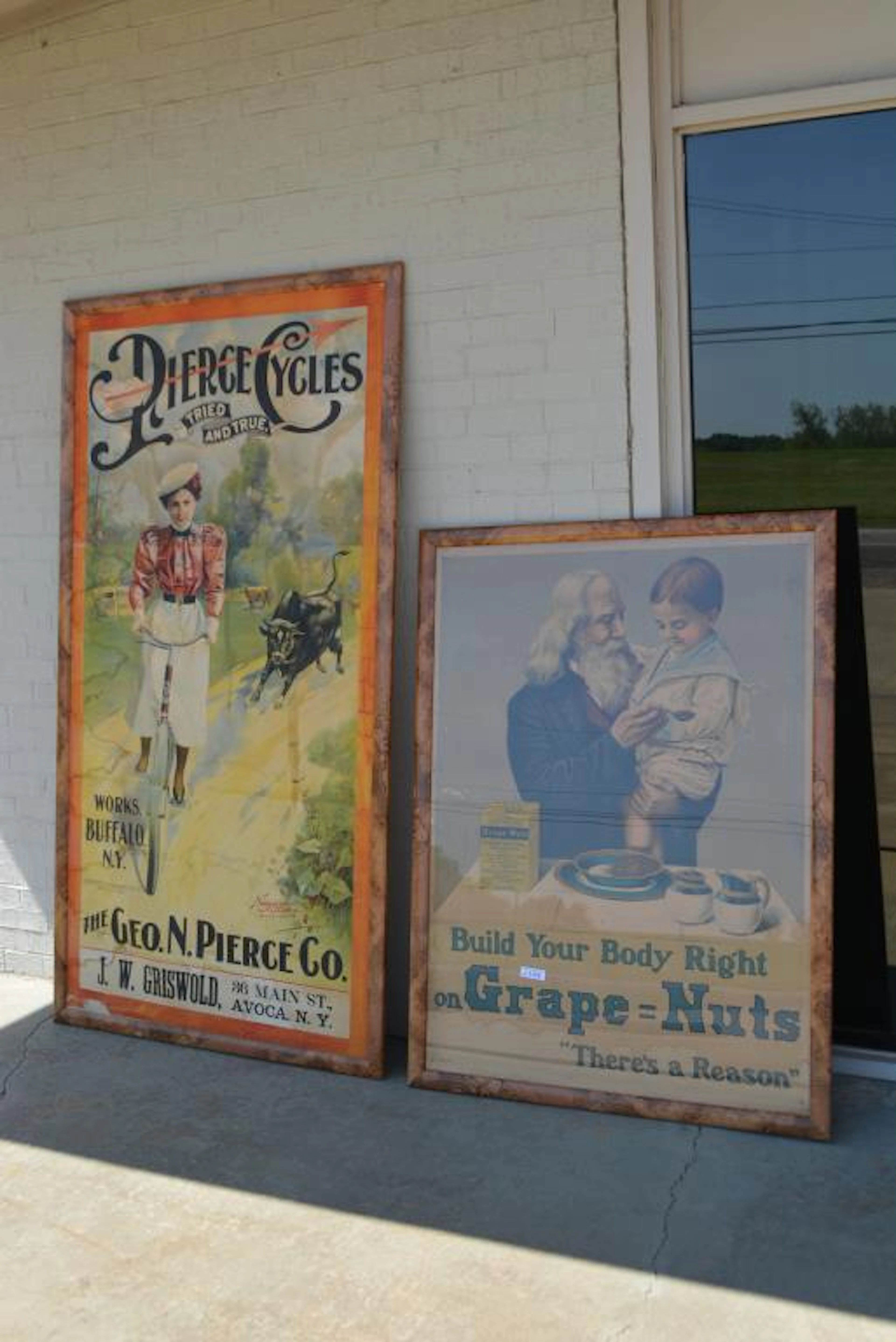 2pc. Lot of Framed Advertising Posters Pierge Cycles