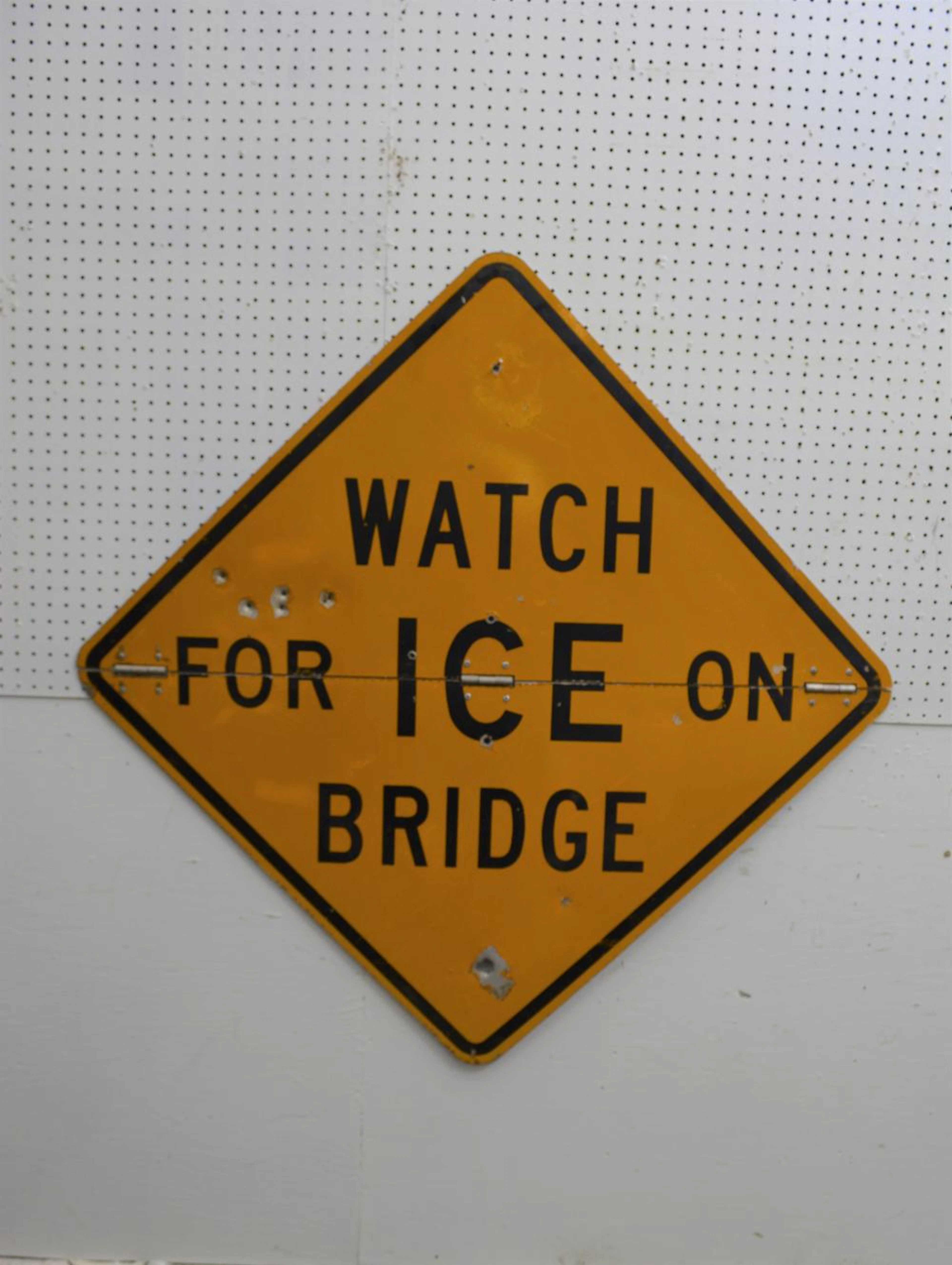 Watch For Ice On Bridge Sign - folds 49" x 49"