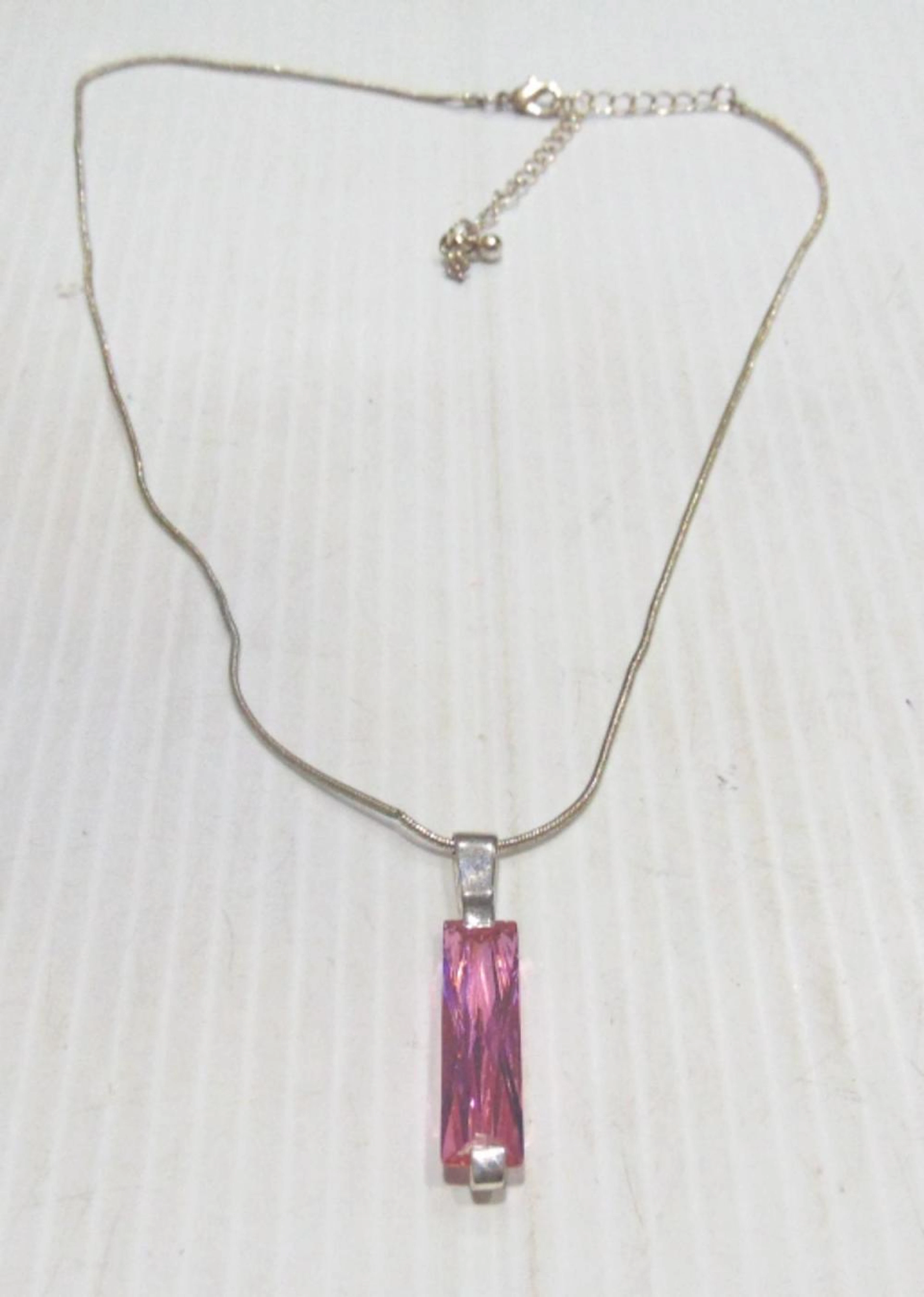 Pink Tourmaline Color Necklace Marked 925