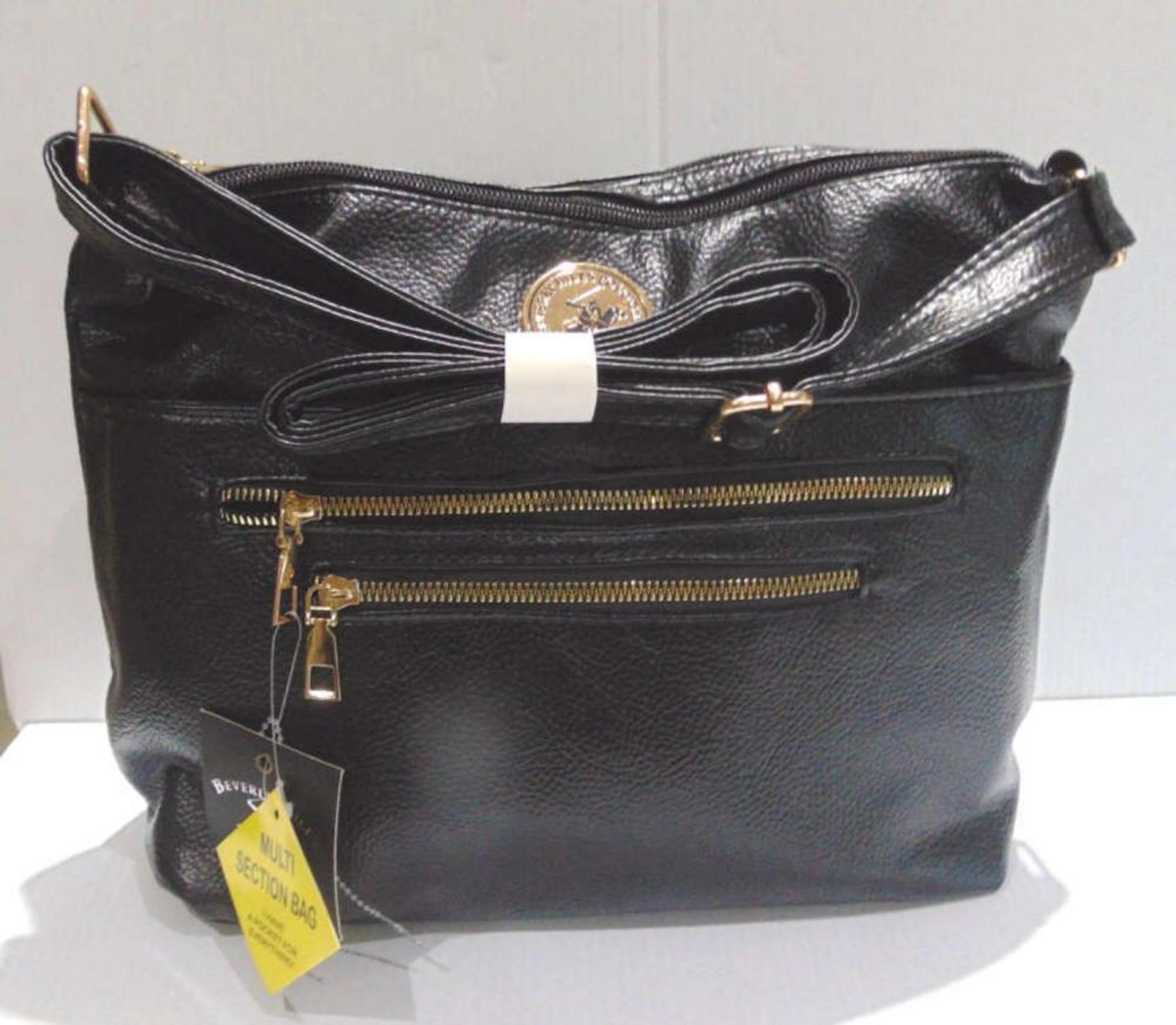 Beverly Hills Polo Black Multi Pocket Tote Bag