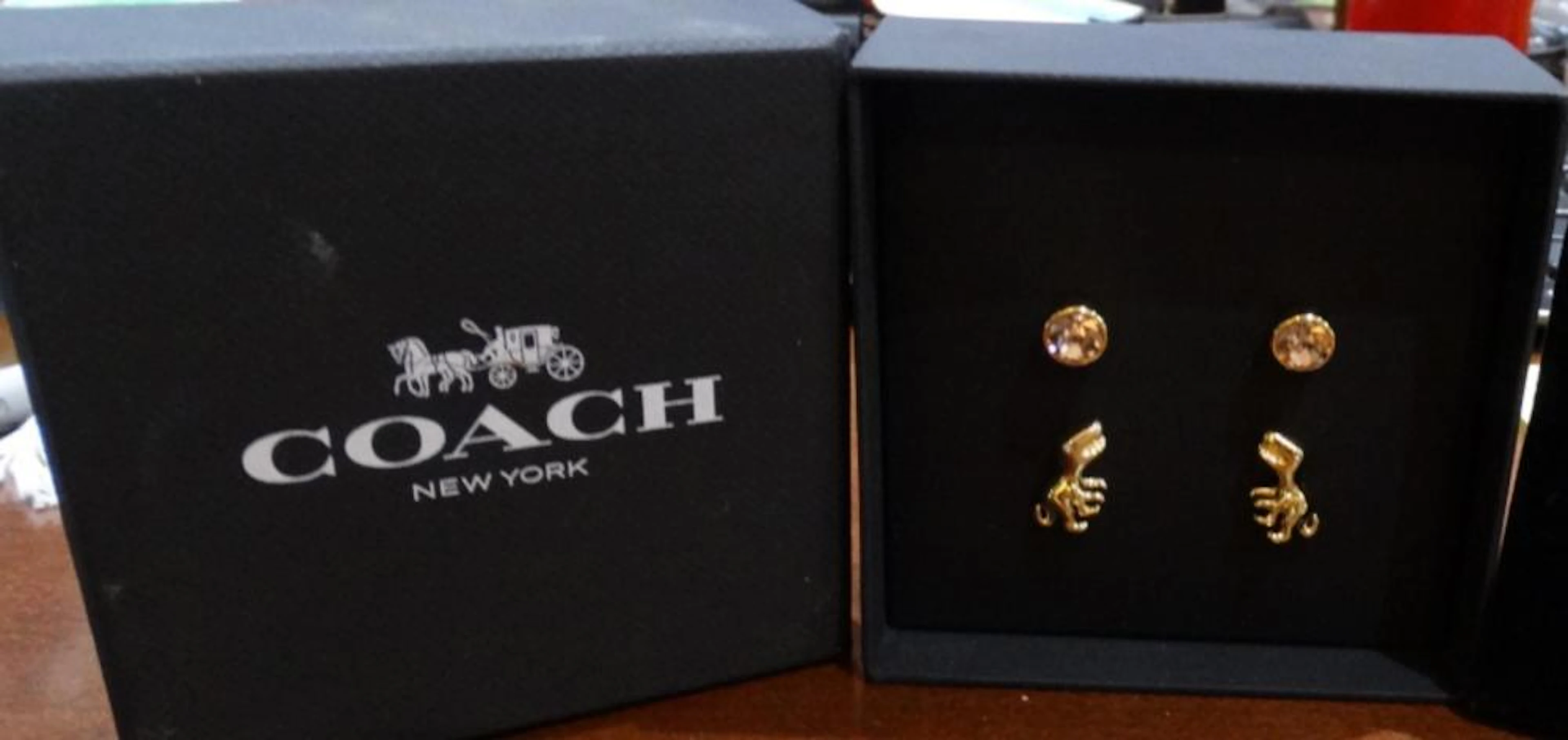 Coach 0.3-Gold Tone Rexy Signature Boxed