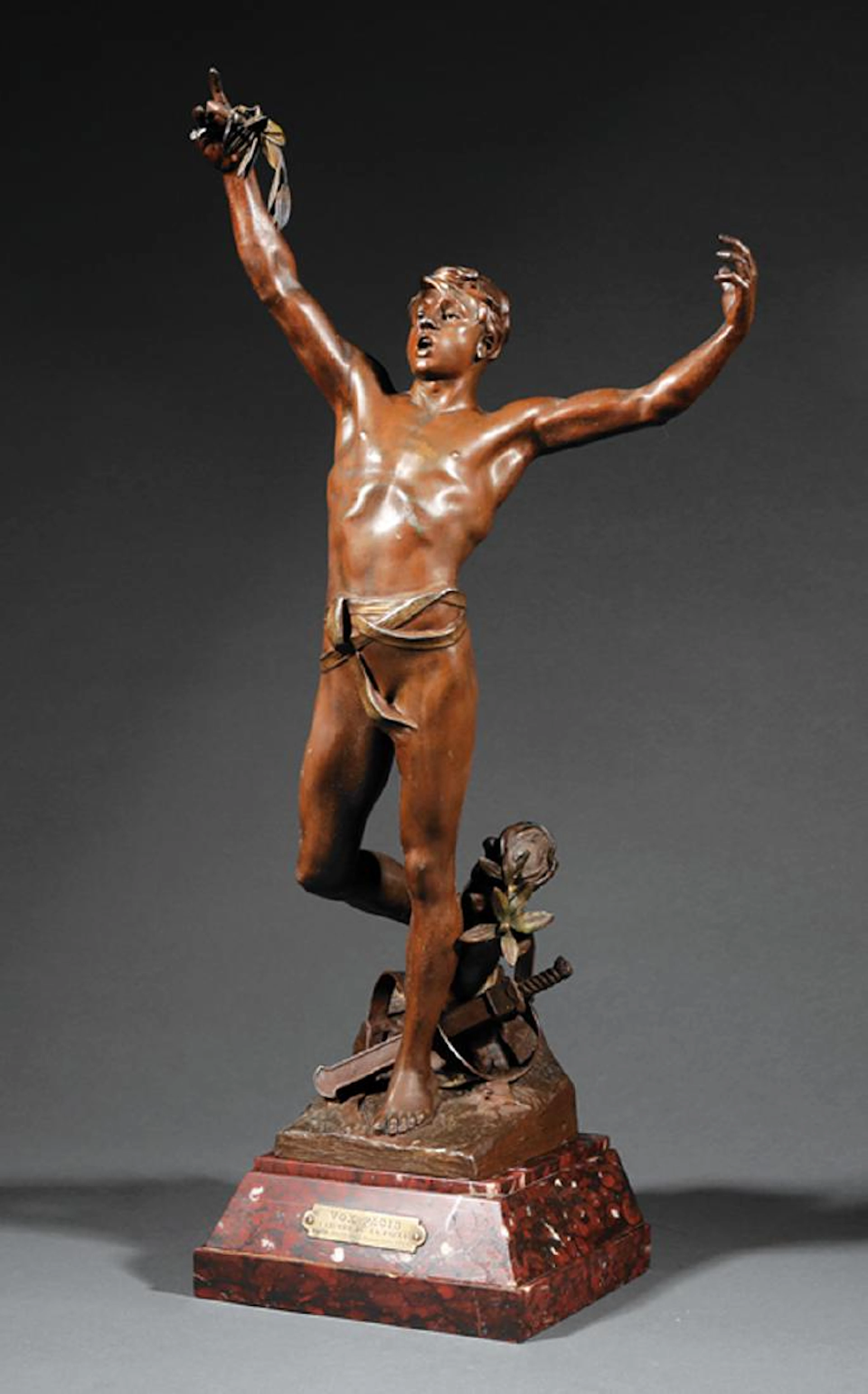 Patinated Metal Figure of a Young Man