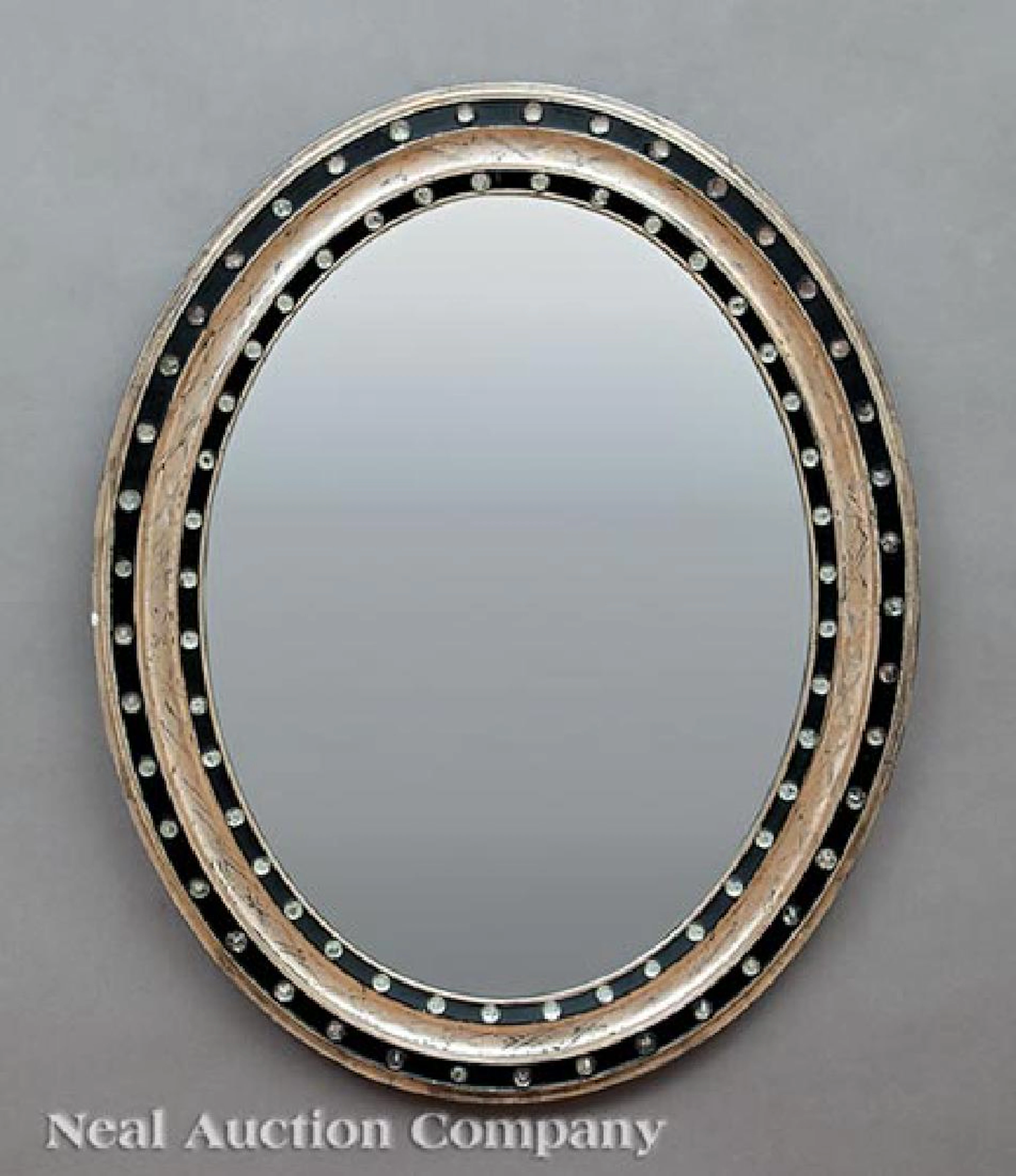 Pair of Italian Silvered and Ebonized Mirrors