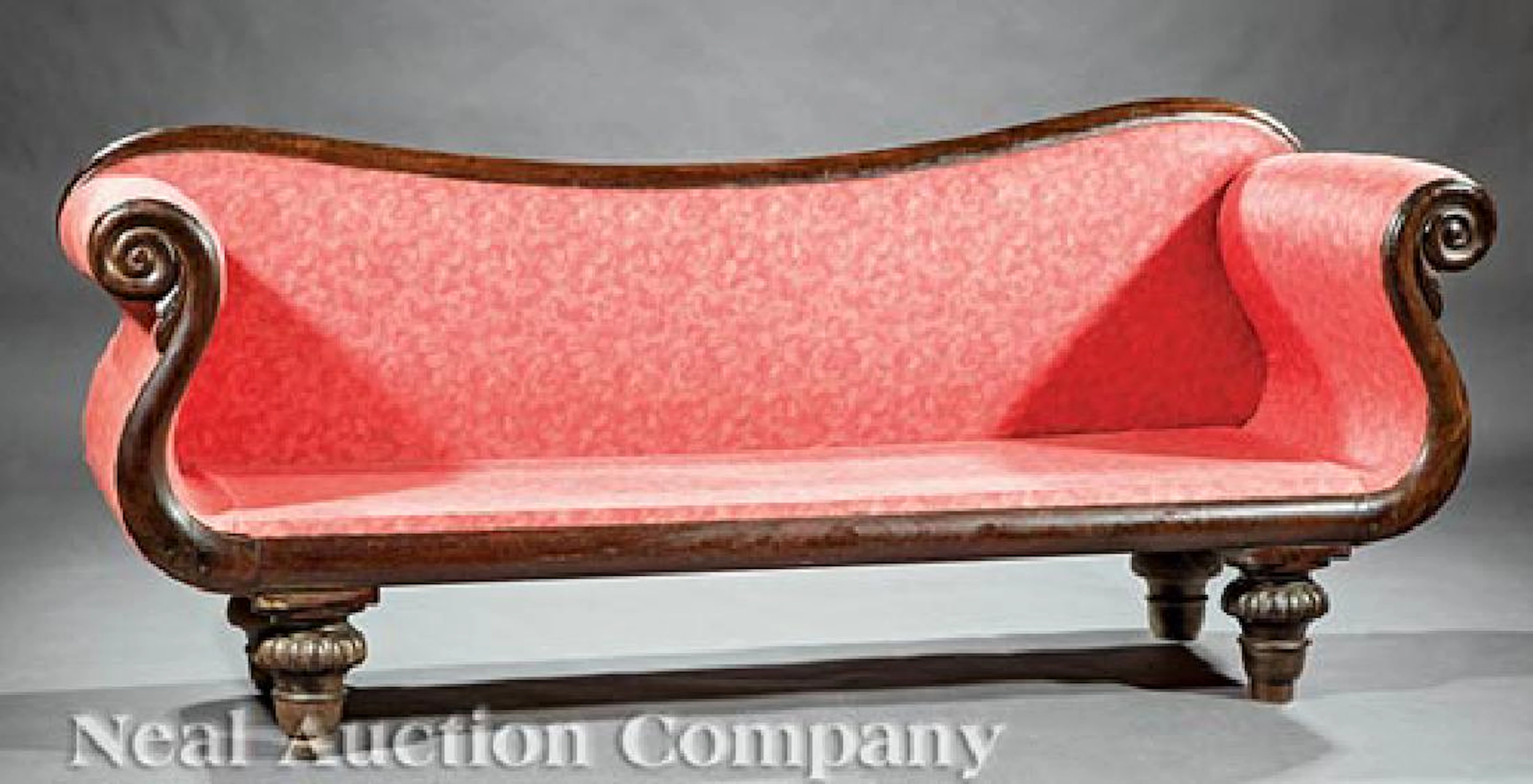 American Late Classical Carved Mahogany Sofa