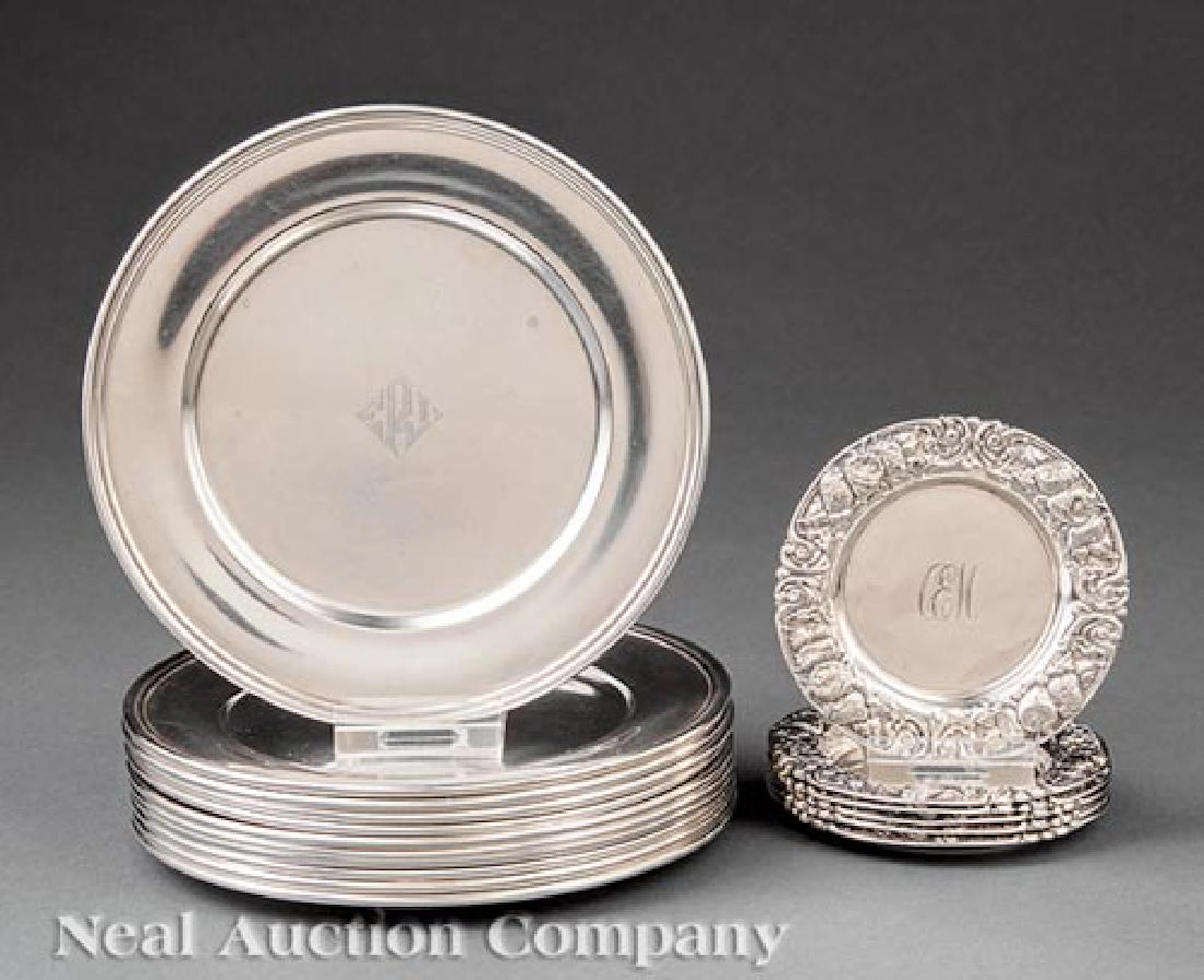 Eleven Kirk Sterling Silver Bread Plates