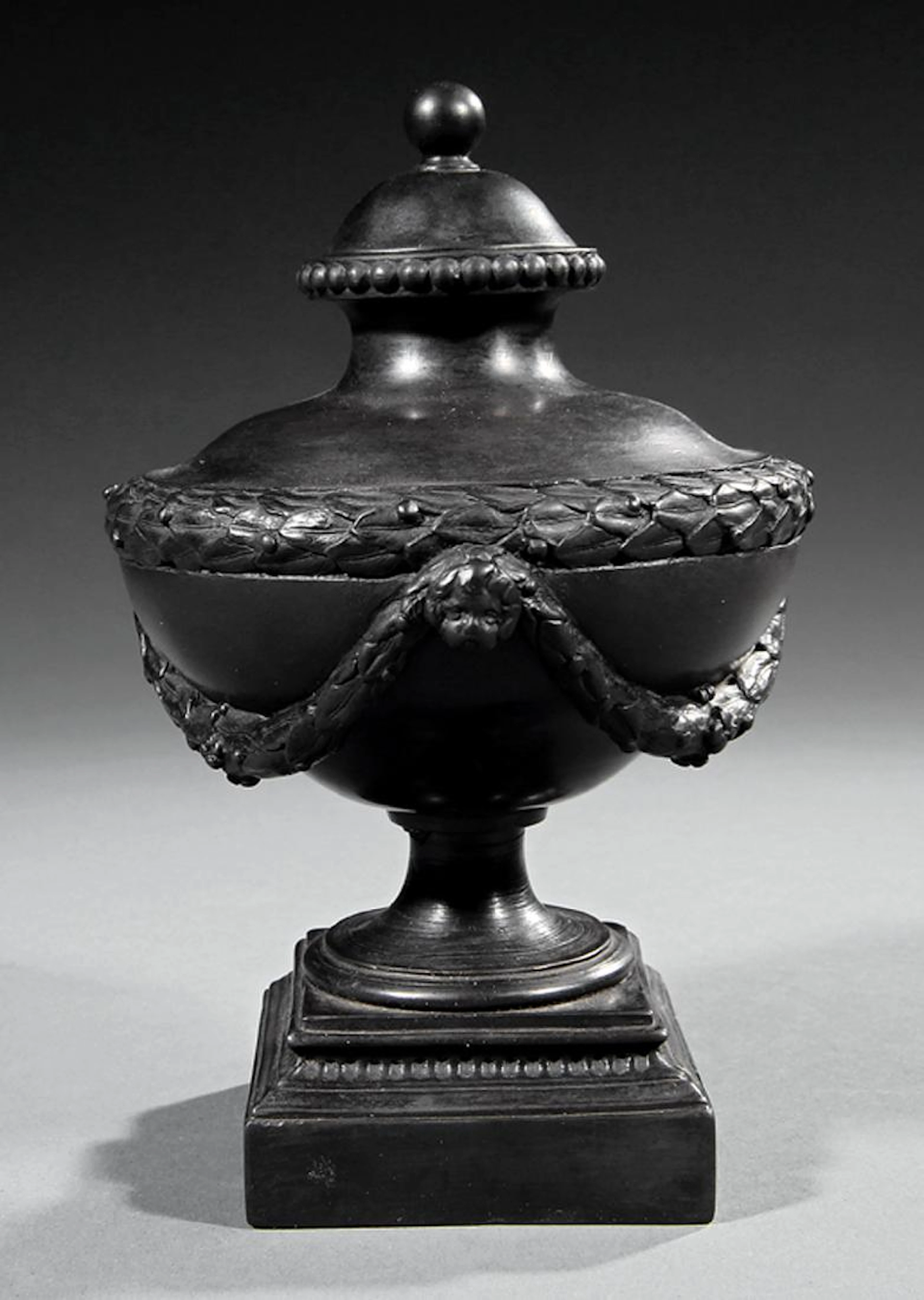 Wood and Bentley Black Basalt Covered Urn