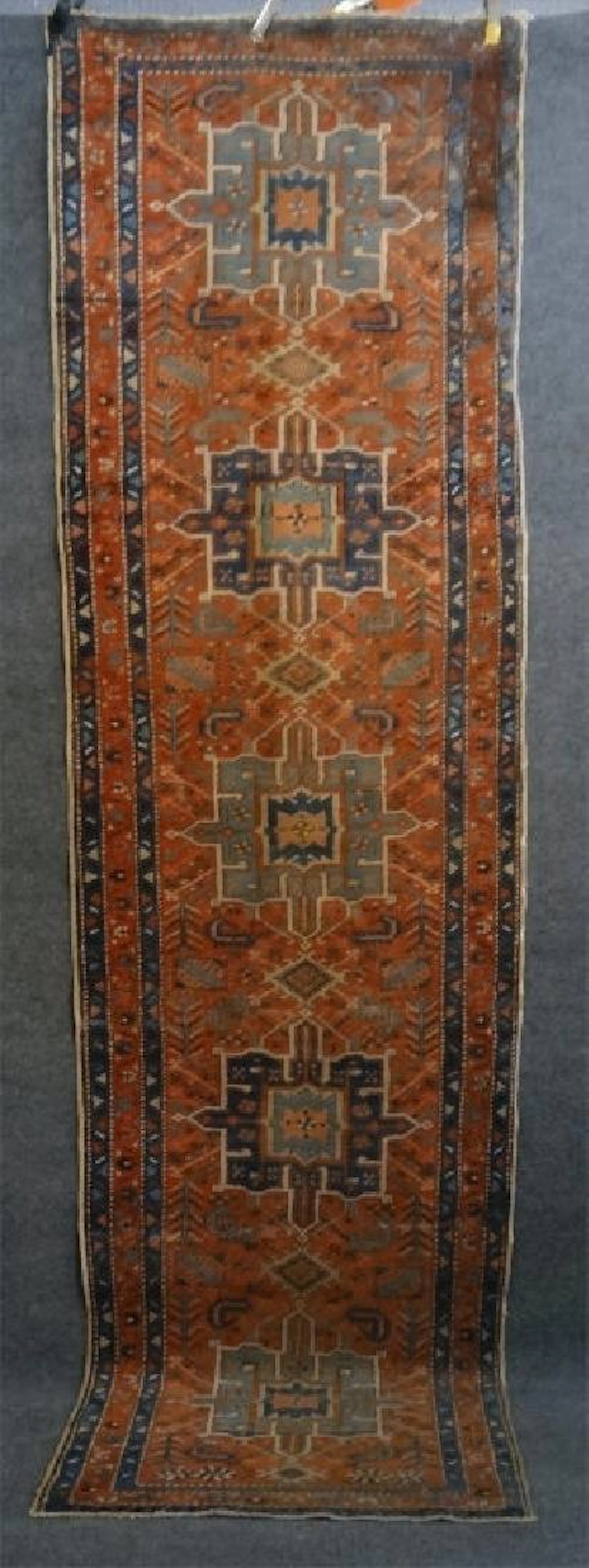 Semi antique karaja runner w/ 5 medallions