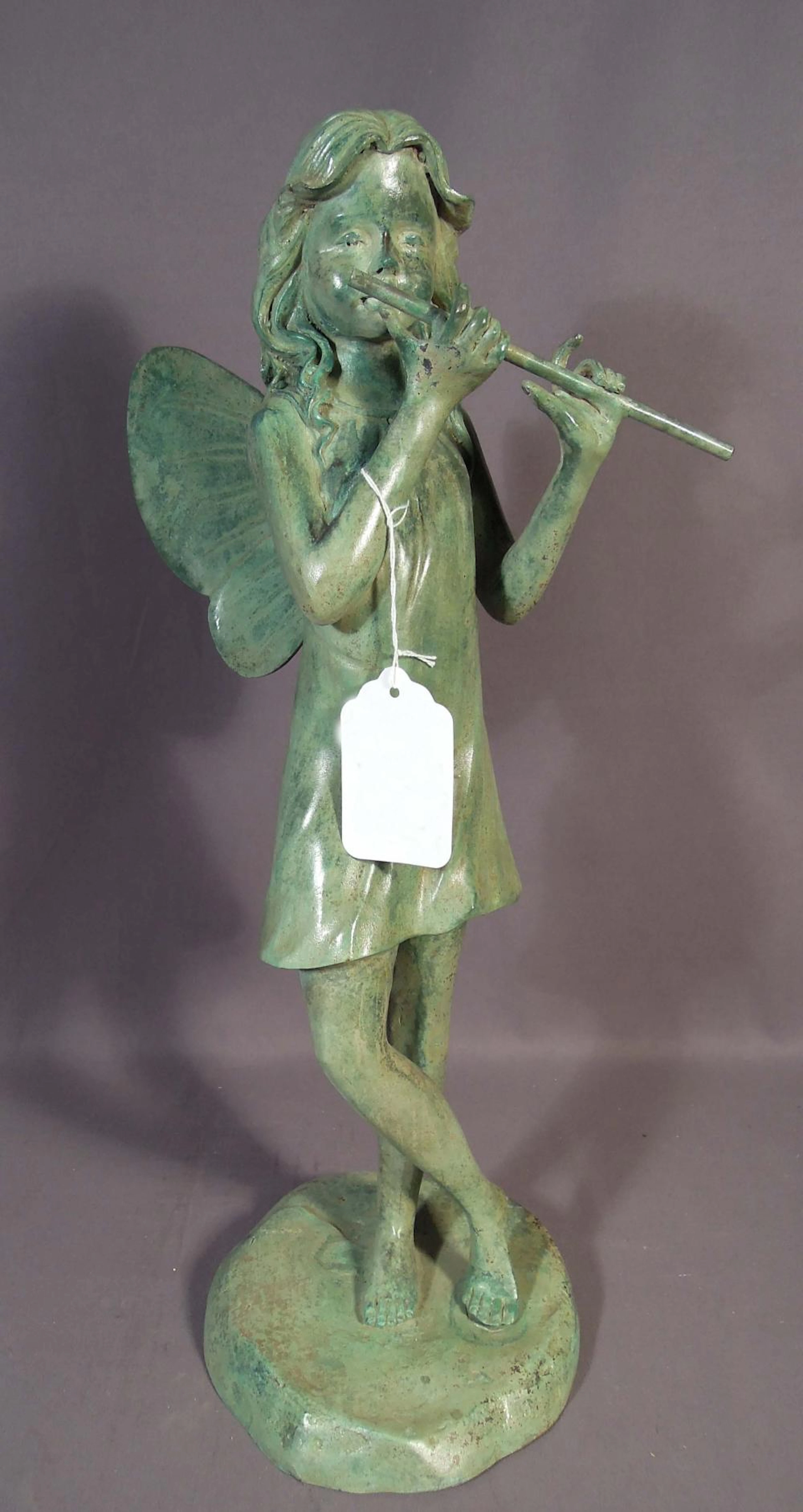 ADORABLE BRONZE SCULPTURE OF STANDING FAIRY WITH FLUTE