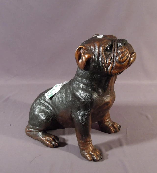 LIFE SIZE BRONZE SCULPTURE OF SEATED BULLDOG