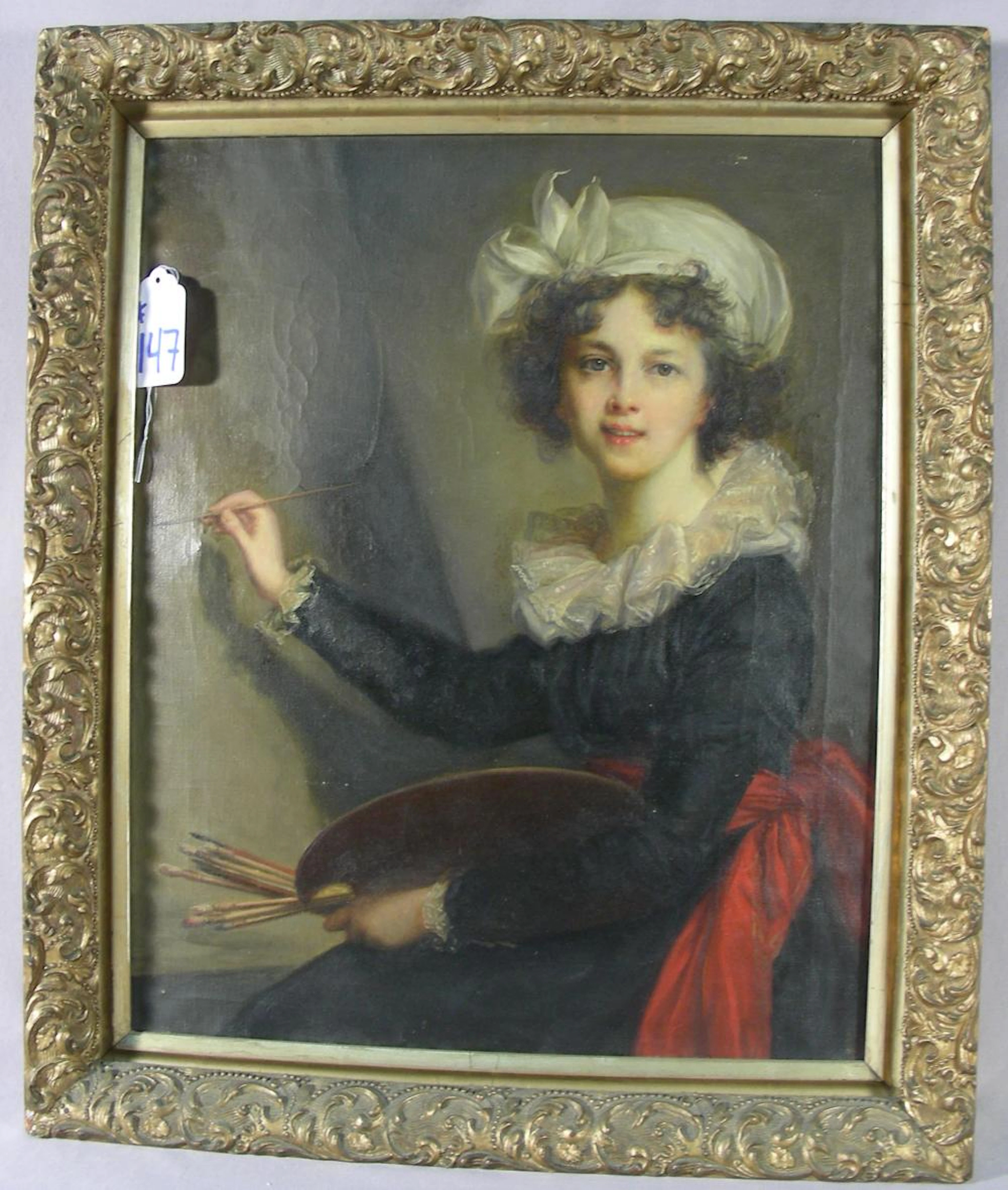ANTIQUE ORIGINAL OIL ON CANVAS "PORTRAIT OF WOMAN PAINTING"