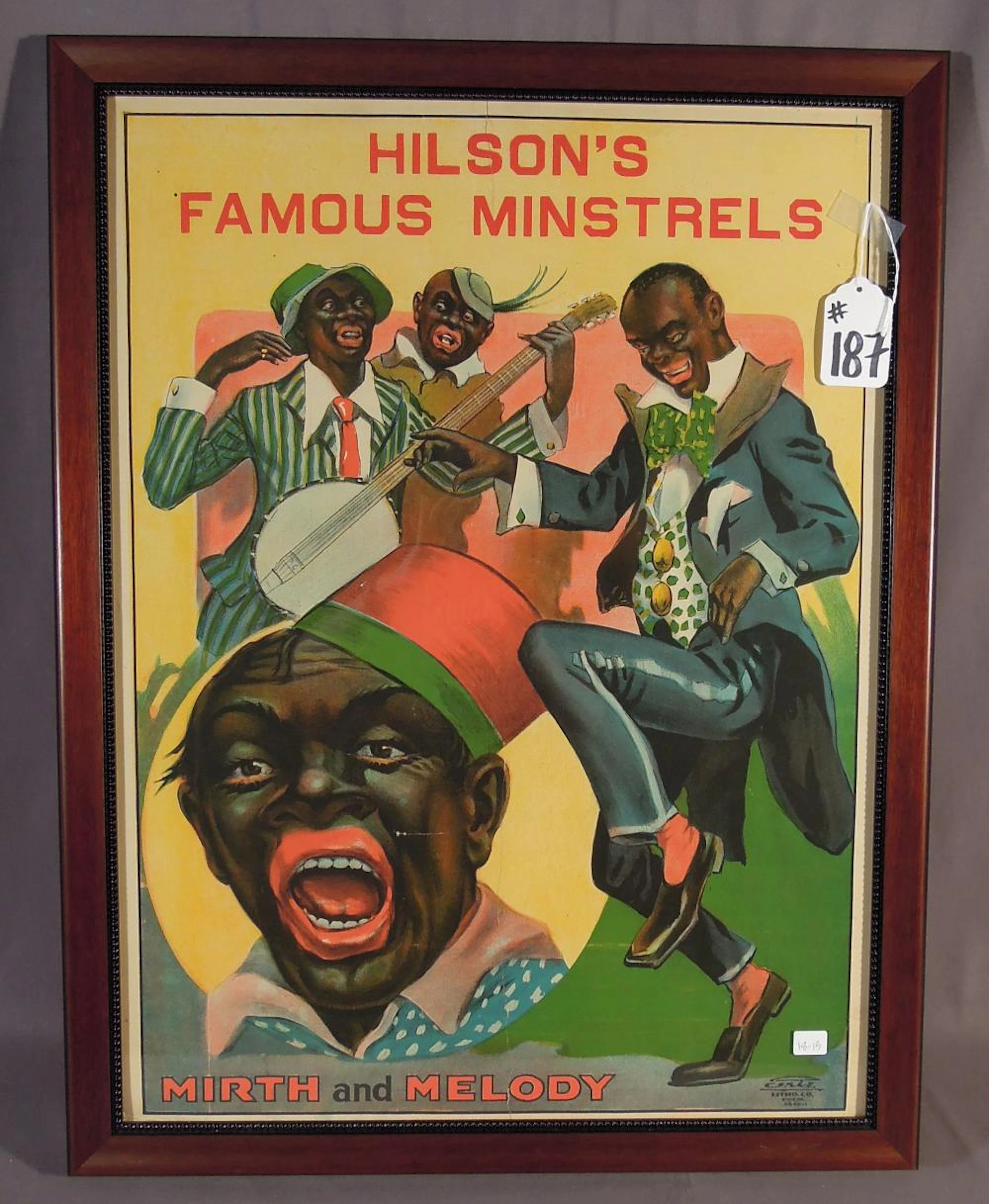VINTAGE BLACK AMERICANA POSTER "HOLSON'S FAMOUS MINSTRELS"